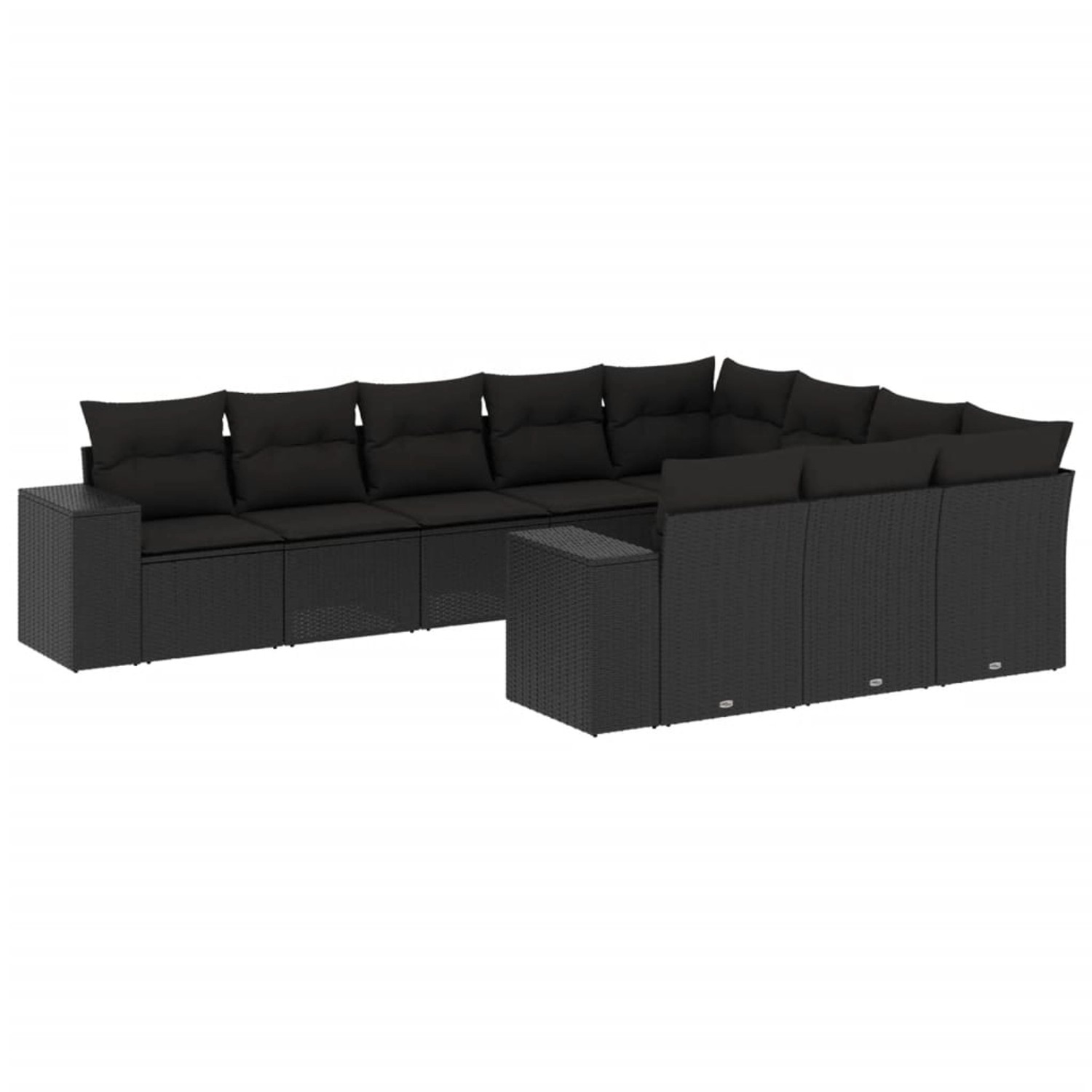 vidaXL 10-Tlg Garten-Sofagarnitur mit Kissen Schwarz Poly Rattan 3255422 günstig online kaufen