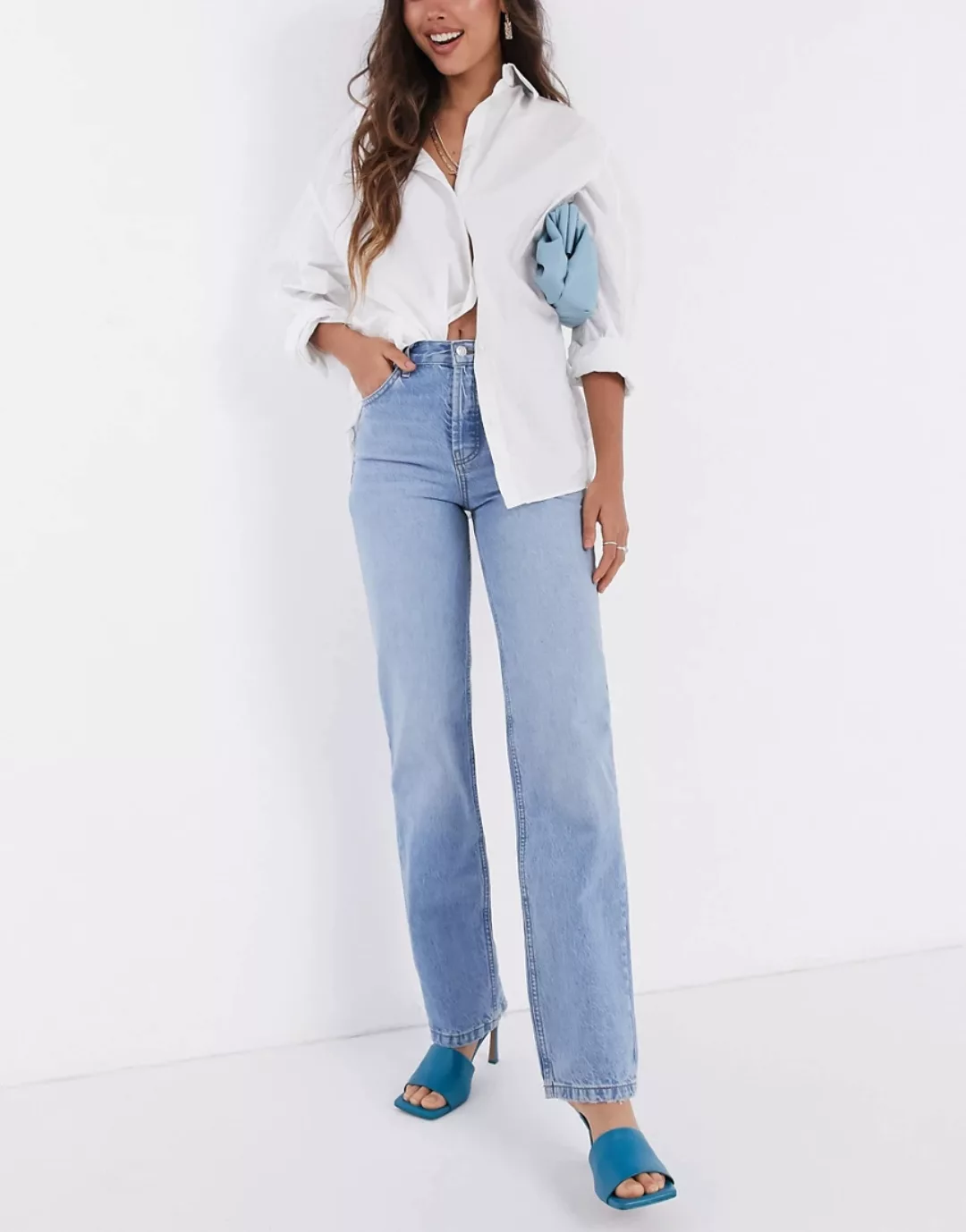 ASOS DESIGN – Gerade geschnittene Jeans im Stil der 90er mit halbhohem Bund günstig online kaufen