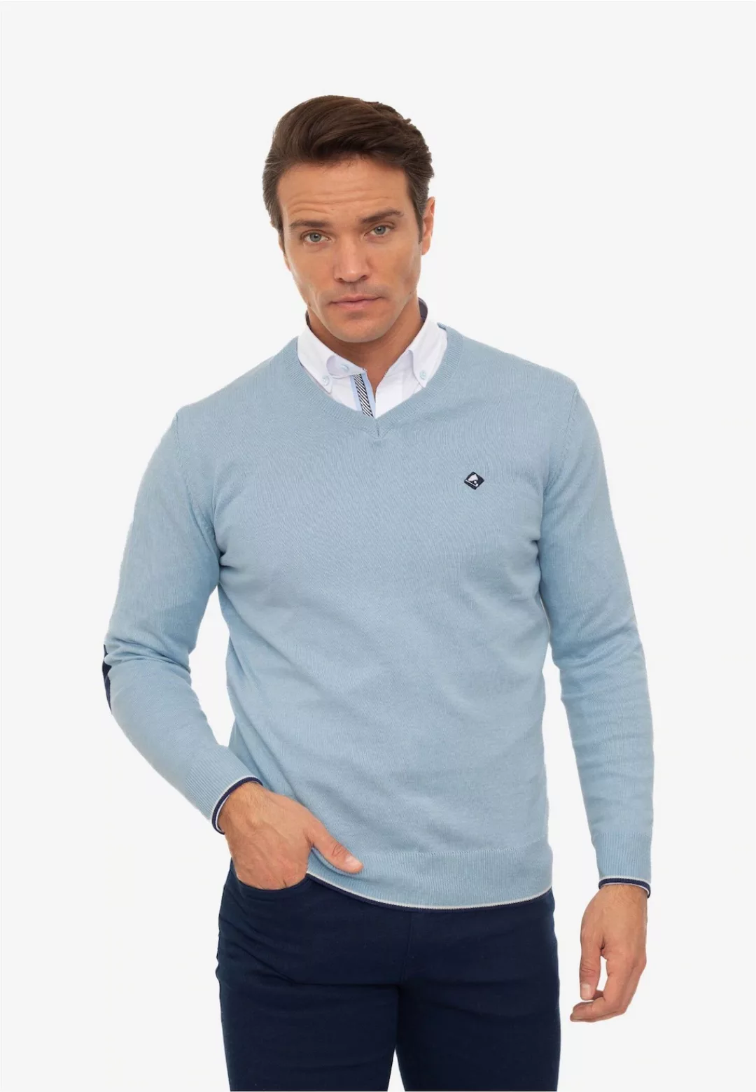 SIR RAYMOND TAILOR Strickpullover "Appel", mit farblich abgesetzten Ellenbo günstig online kaufen