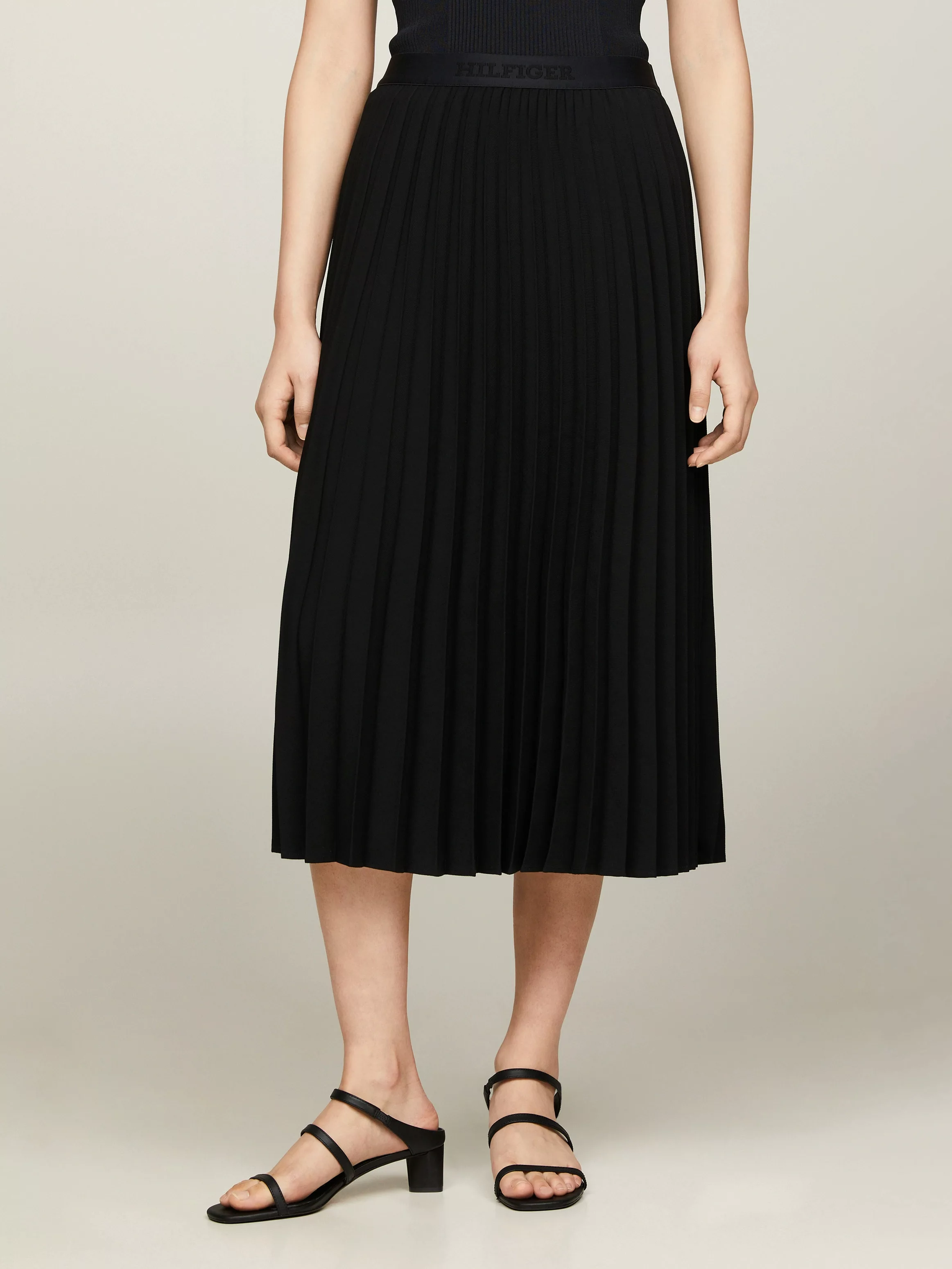 Tommy Hilfiger Plisseerock FLUID TWILL PLEATED MIDI SKIRT Webrock mit Marke günstig online kaufen