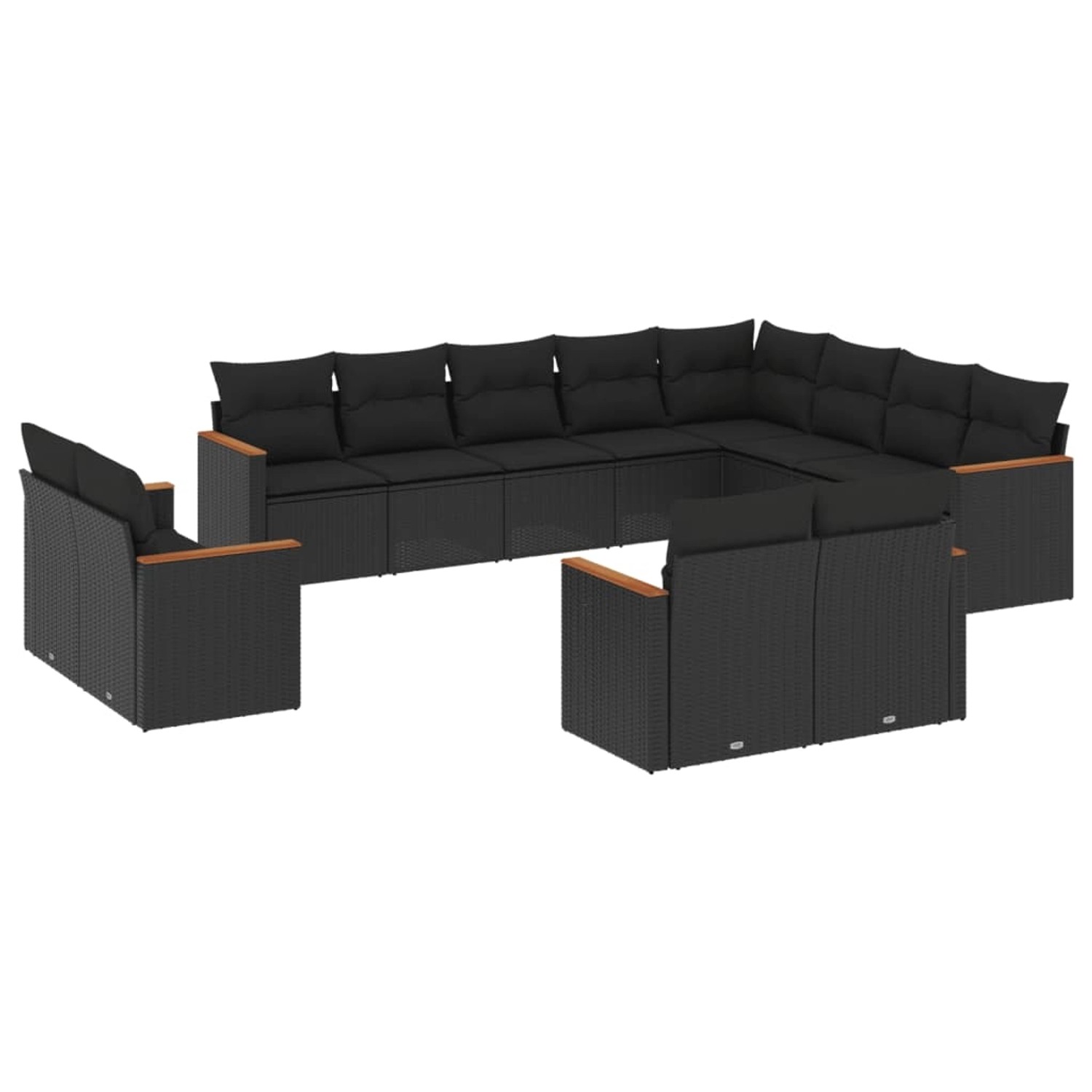 vidaXL 12-Tlg Garten-Sofagarnitur mit Kissen Schwarz Poly Rattan 3226510 günstig online kaufen