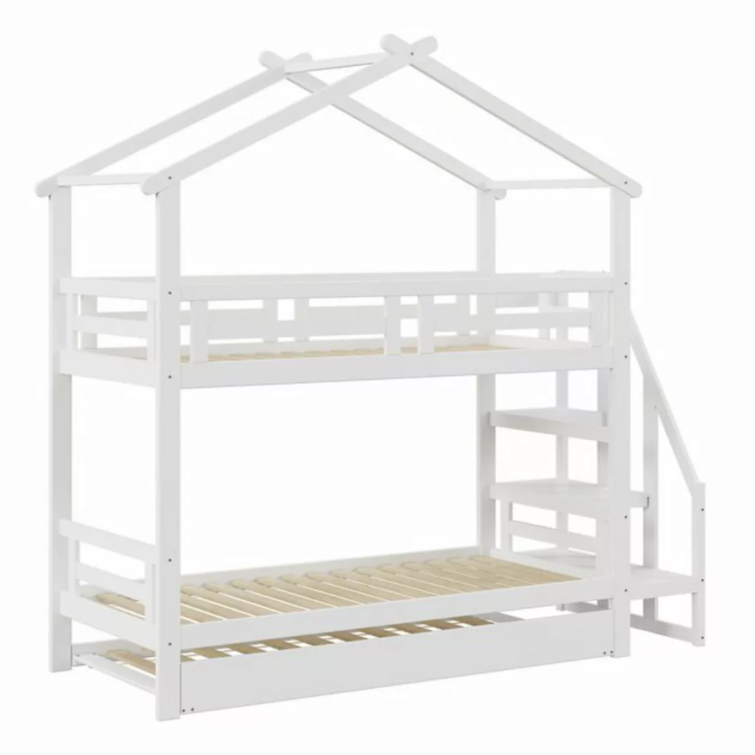 OKWISH Etagenbett Holzbett Kinderbett Hausbett Einzelbett (Massivholz-Holzb günstig online kaufen