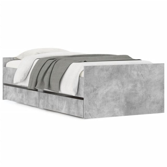 furnicato Bettgestell Bett mit Schubladen Betongrau 75x190 cm (1-tlg) günstig online kaufen