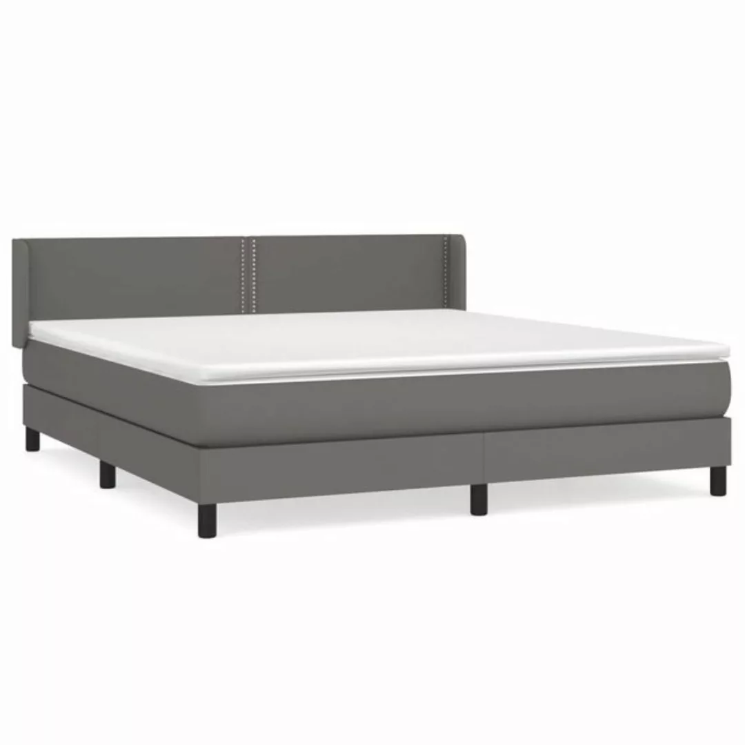 vidaXL Bettgestell Boxspringbett mit Matratze Grau 160x200 cm Kunstleder Be günstig online kaufen