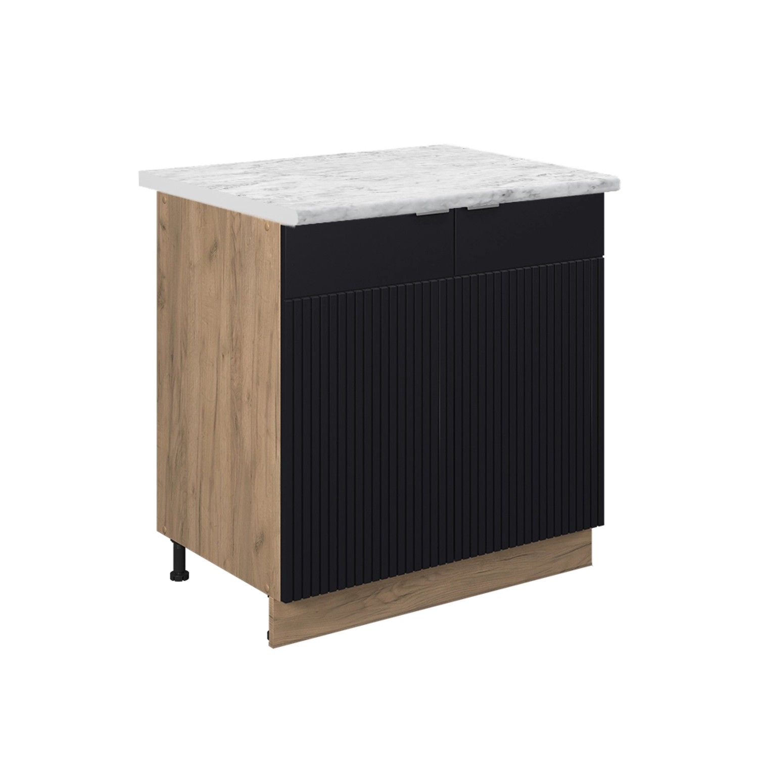 Vicco Spülenunterschrank Fame-Line Schwarz Gestreift 80 cm mit Regal AP Mar günstig online kaufen