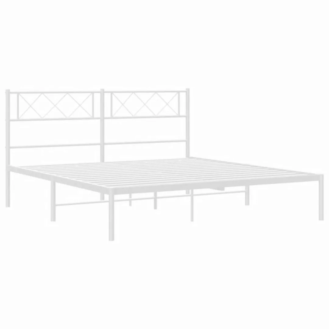 vidaXL Bettgestell Bettrahmen mit Kopfteil Metall Weiß 120x190 cm Bett Bett günstig online kaufen