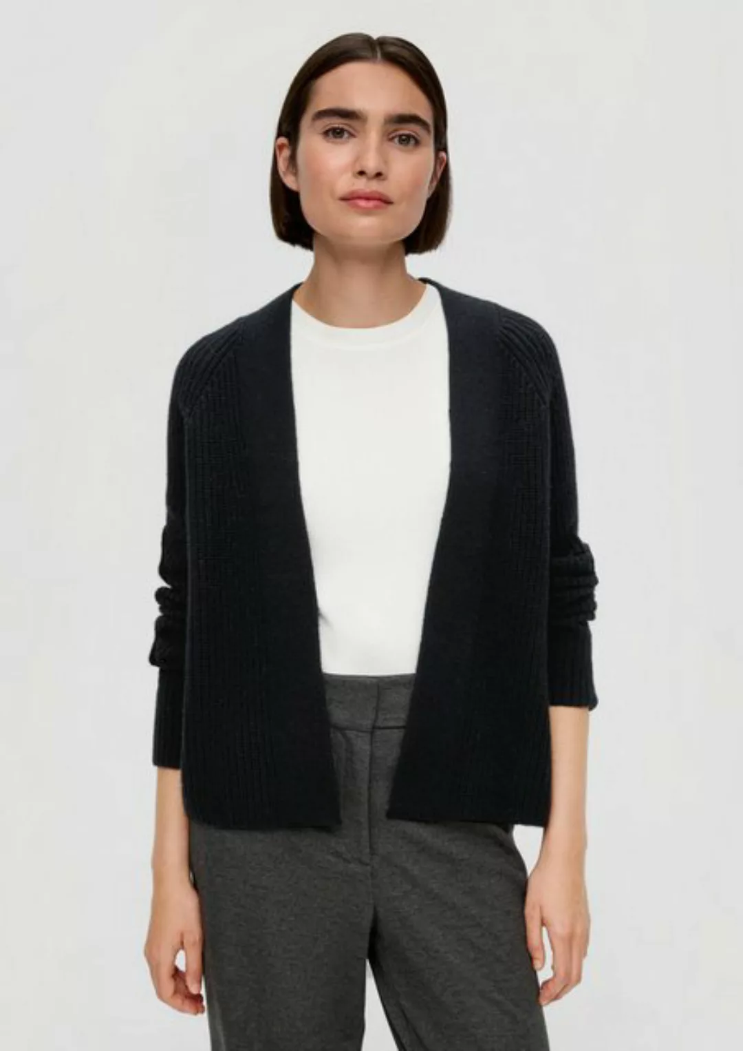 s.Oliver BLACK LABEL Strickjacke Kurzer Cardigan aus Wollmix günstig online kaufen