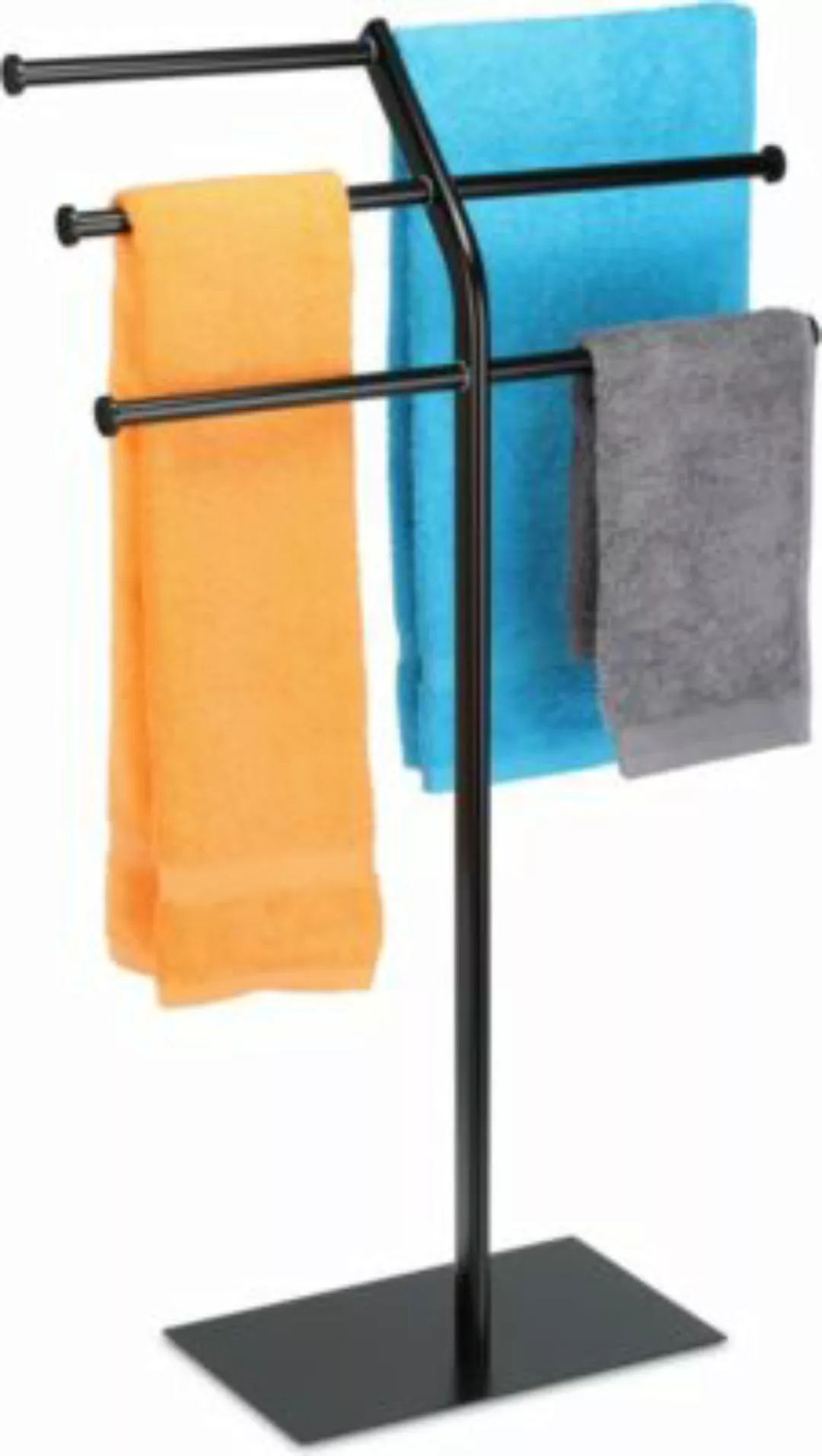 relaxdays Handtuchhalter mit 3 Stangen schwarz günstig online kaufen
