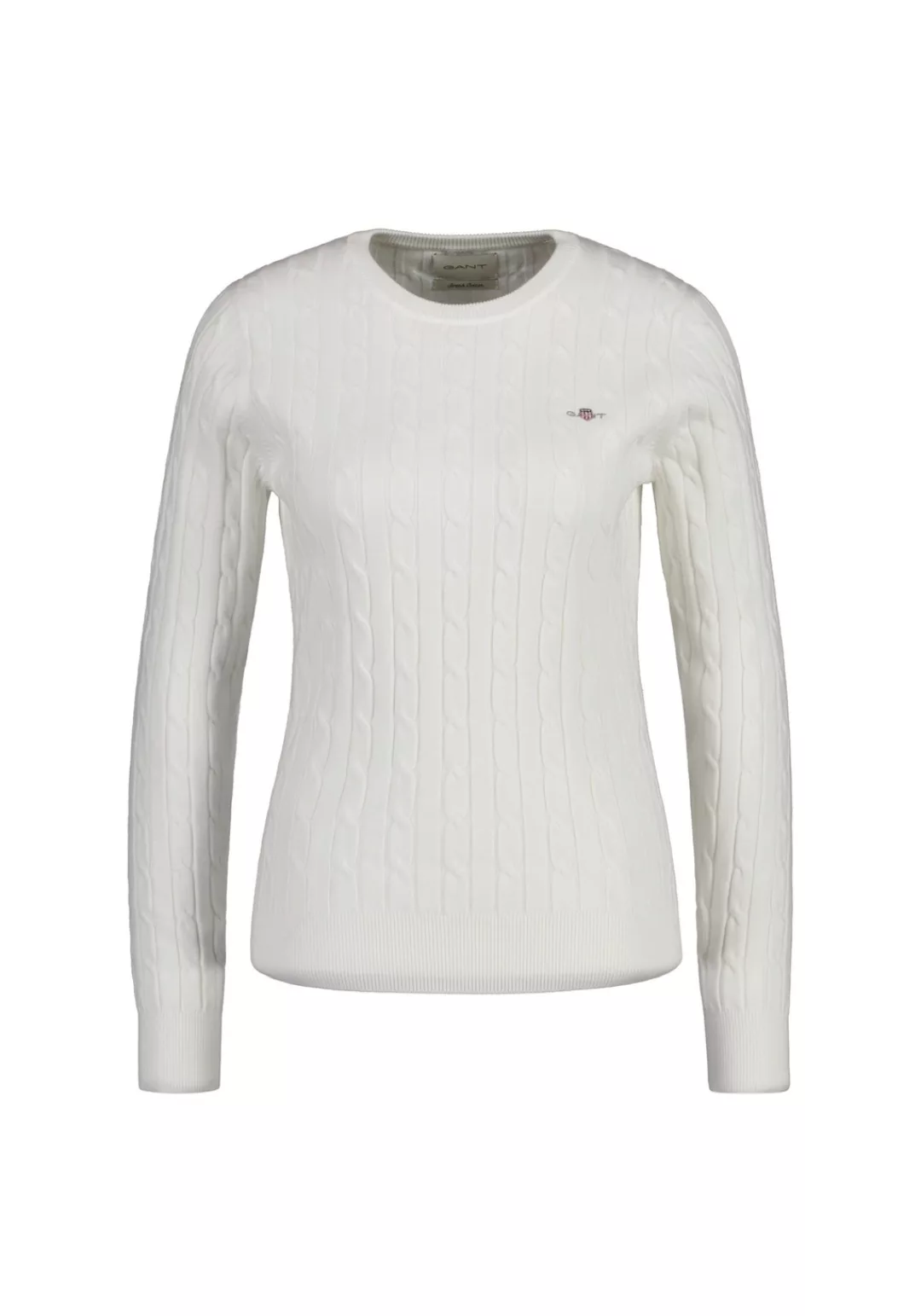 Gant Strickpullover STRETCH COTTON CABLE C-NECK mit Logostickerei auf der B günstig online kaufen