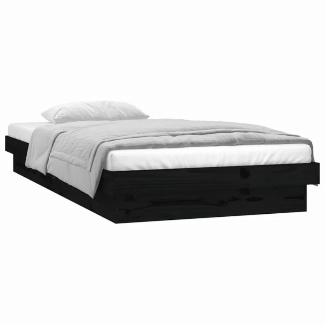 vidaXL Bett Massivholzbett mit LEDs Schwarz 90x190 cm günstig online kaufen