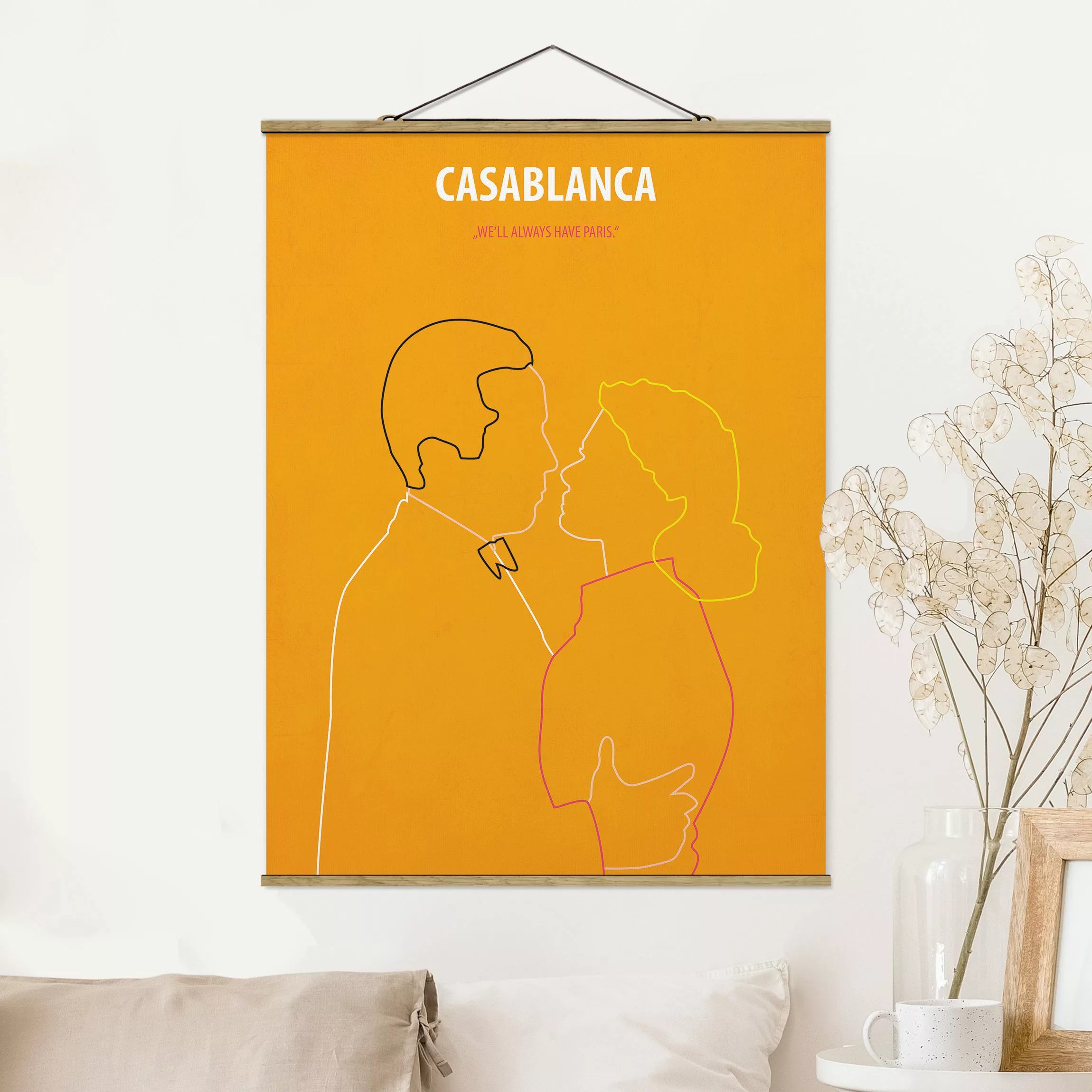 Stoffbild Portrait mit Posterleisten - Hochformat Filmposter Casablanca günstig online kaufen