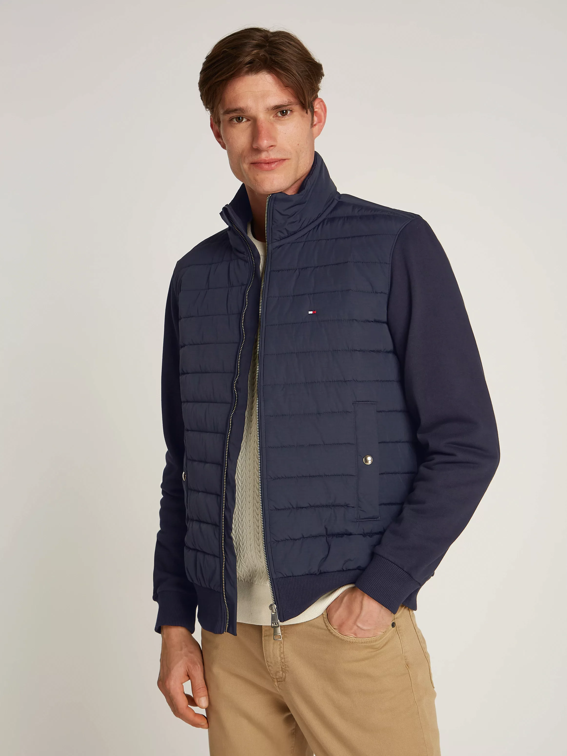 Tommy Hilfiger Sweatjacke MIX MEDIA STAND CLLR mit Steppung günstig online kaufen