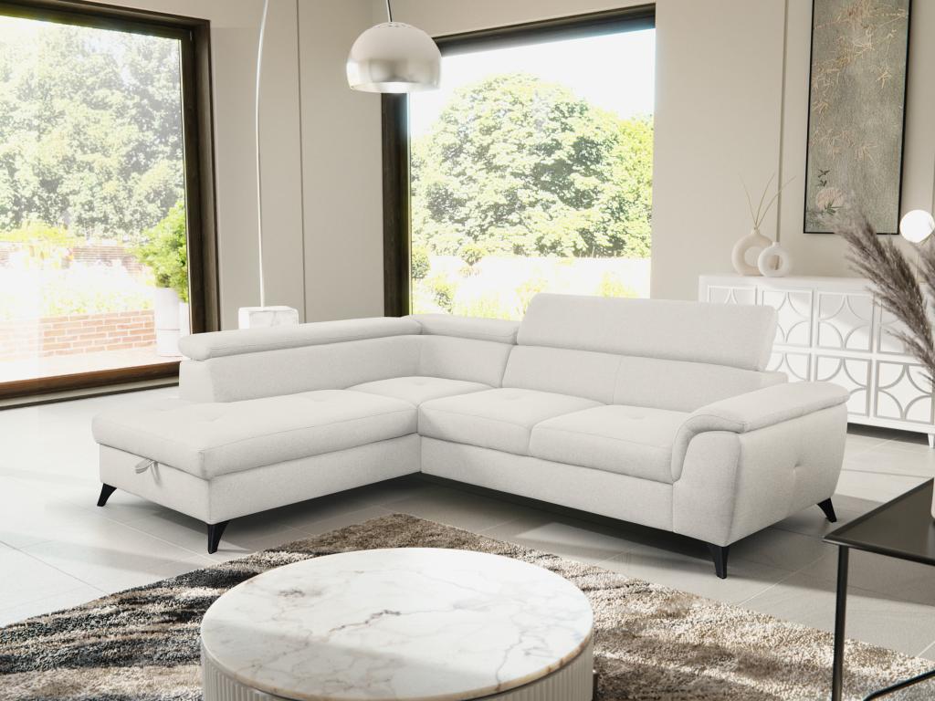 Ecksofa mit Schlaffunktion - Ecke links - Stoff - Beige - BORTIGALI günstig online kaufen