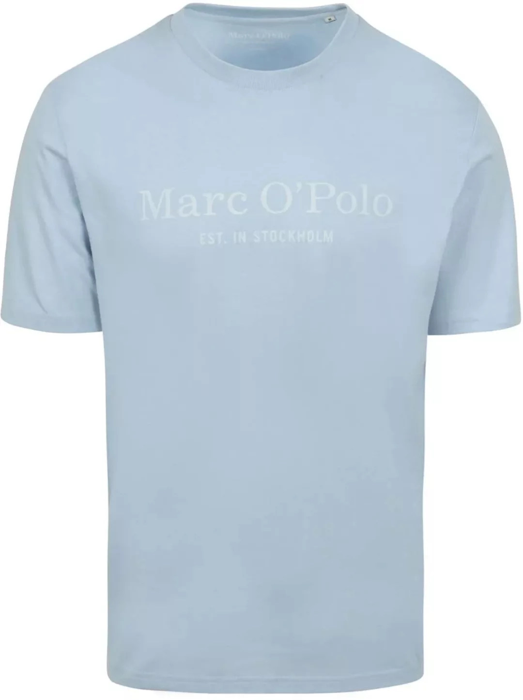 Marc O'Polo T-shirt logo lichtblauw - Größe L günstig online kaufen