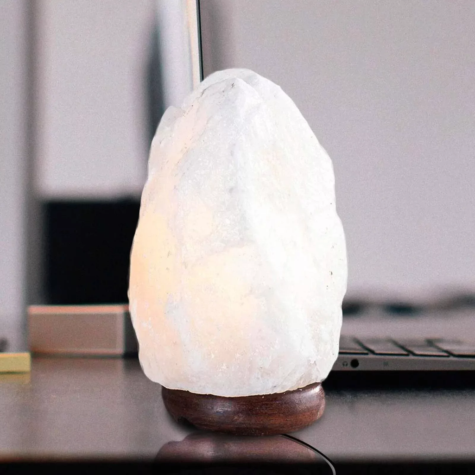 Salzkristall-Tischlampe Stone, weiß günstig online kaufen