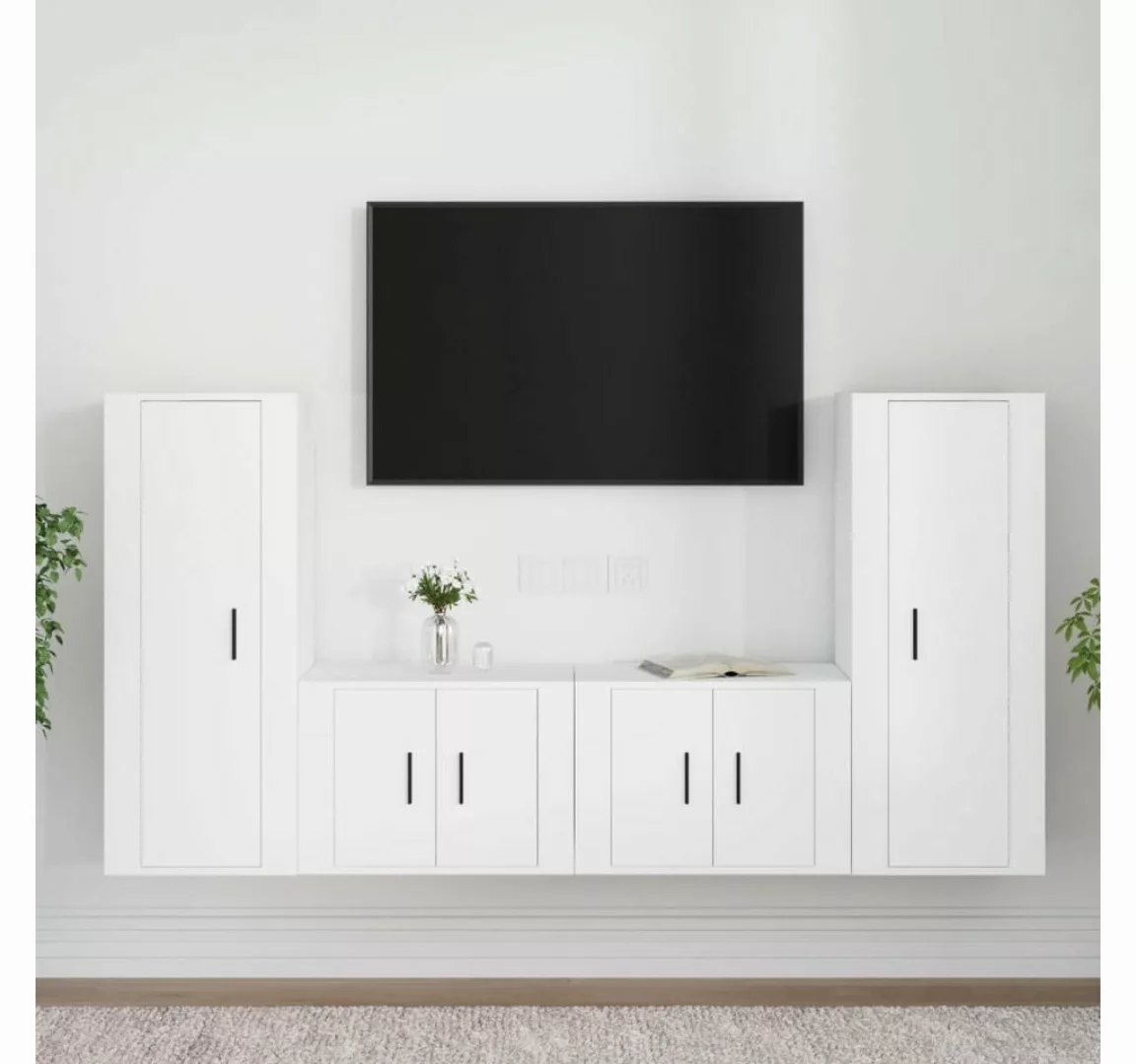 furnicato TV-Schrank 4-tlg. TV-Schrank-Set Weiß Holzwerkstoff günstig online kaufen