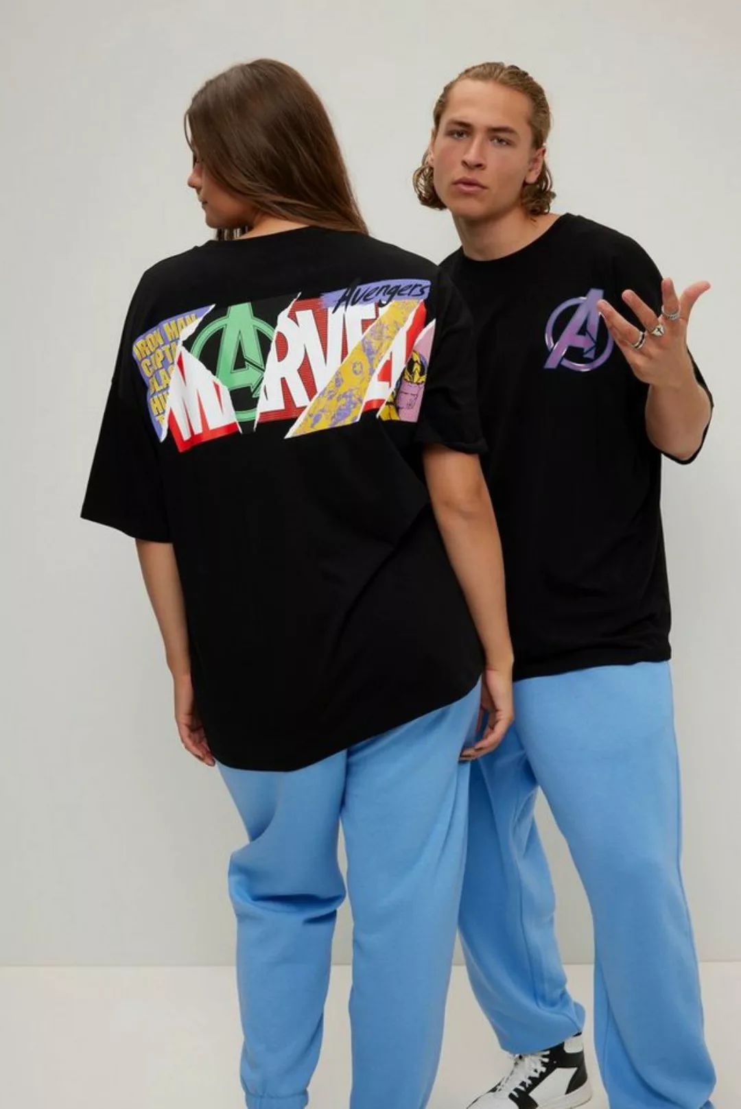 Studio Untold Rundhalsshirt T-Shirt oversized Marvel Print Rundhals Halbarm günstig online kaufen