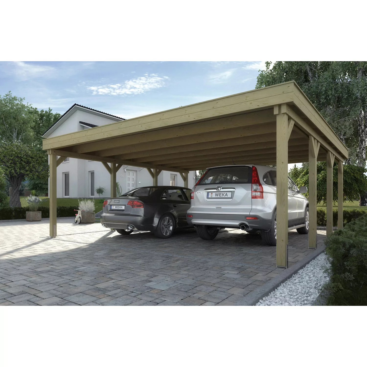 WEKA Doppelcarport 609 mit Stahltrapezblechdach BxT: 600 cm x 614 cm günstig online kaufen