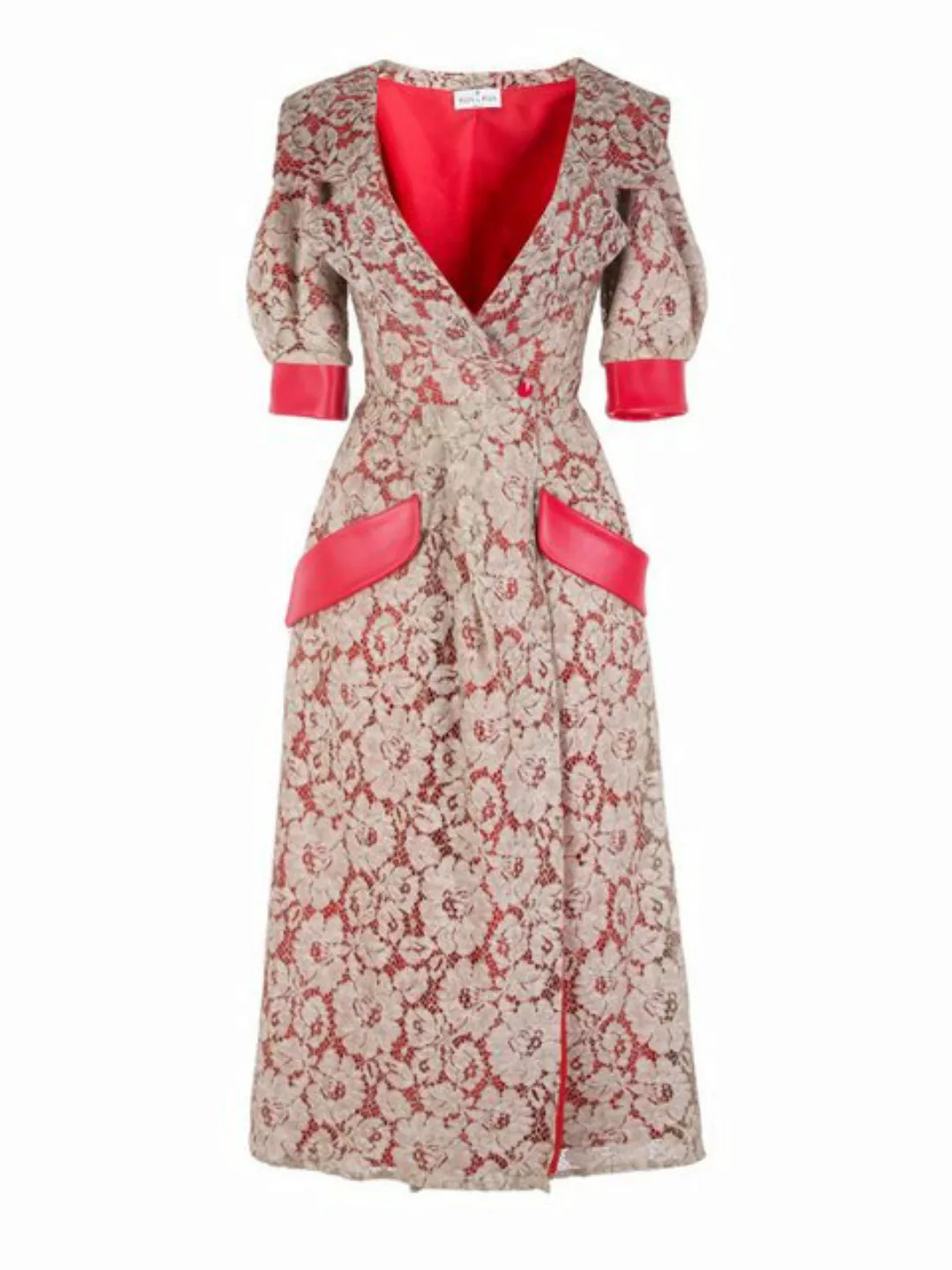 RUA & RUA Wickelkleid Kleid aus Spitze & Leder Cocktailkleid günstig online kaufen