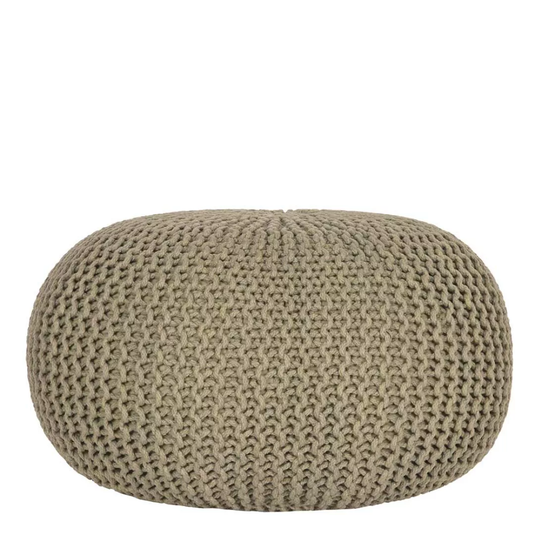 Pouf Hocker in Khaki Strickstoff günstig online kaufen