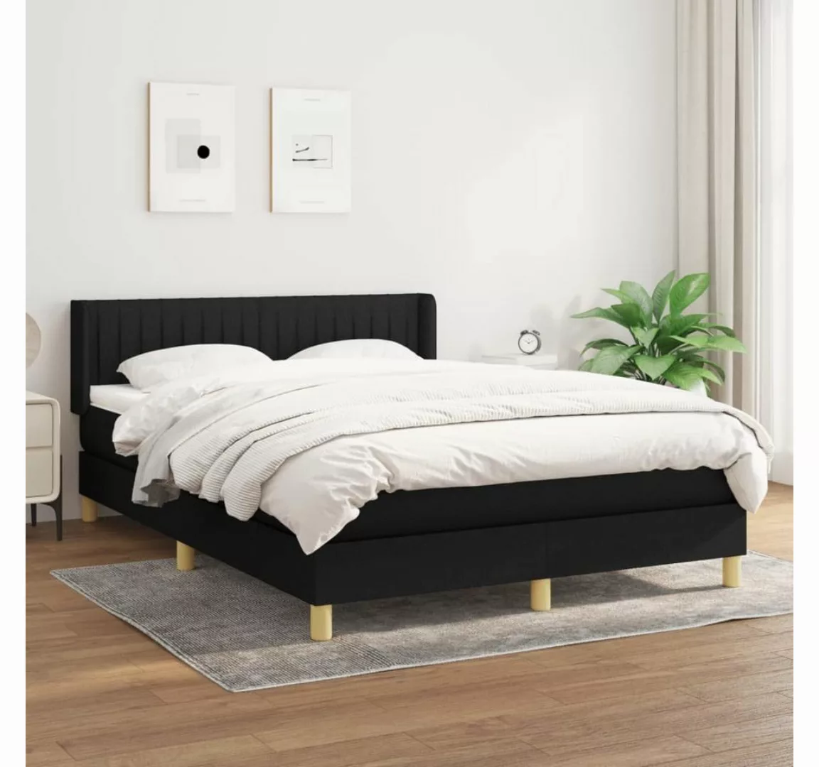 furnicato Bett Boxspringbett mit Matratze Schwarz 140x200 cm Stoff günstig online kaufen