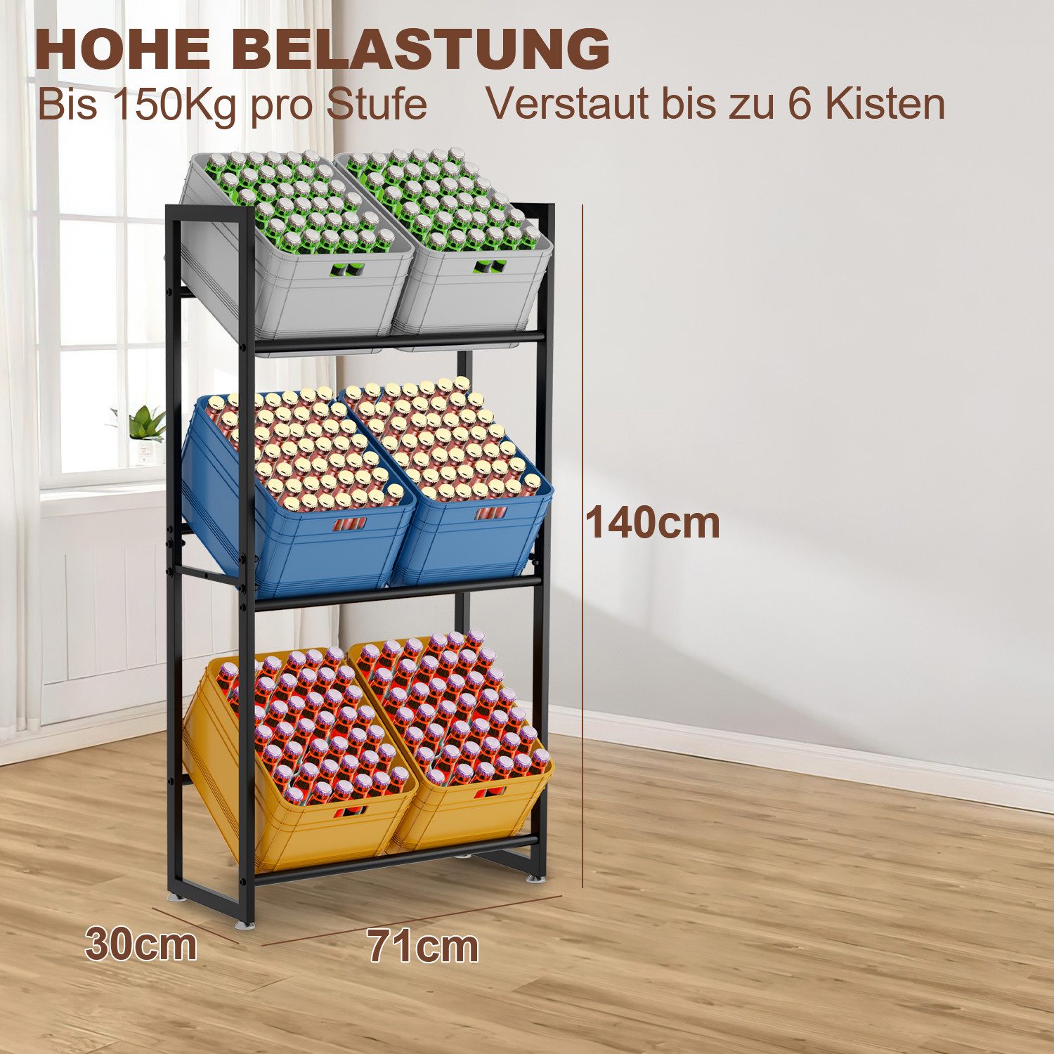 Clanmacy Standregal Getränkekistenregal Getränkeregal 71x30x140cm günstig online kaufen