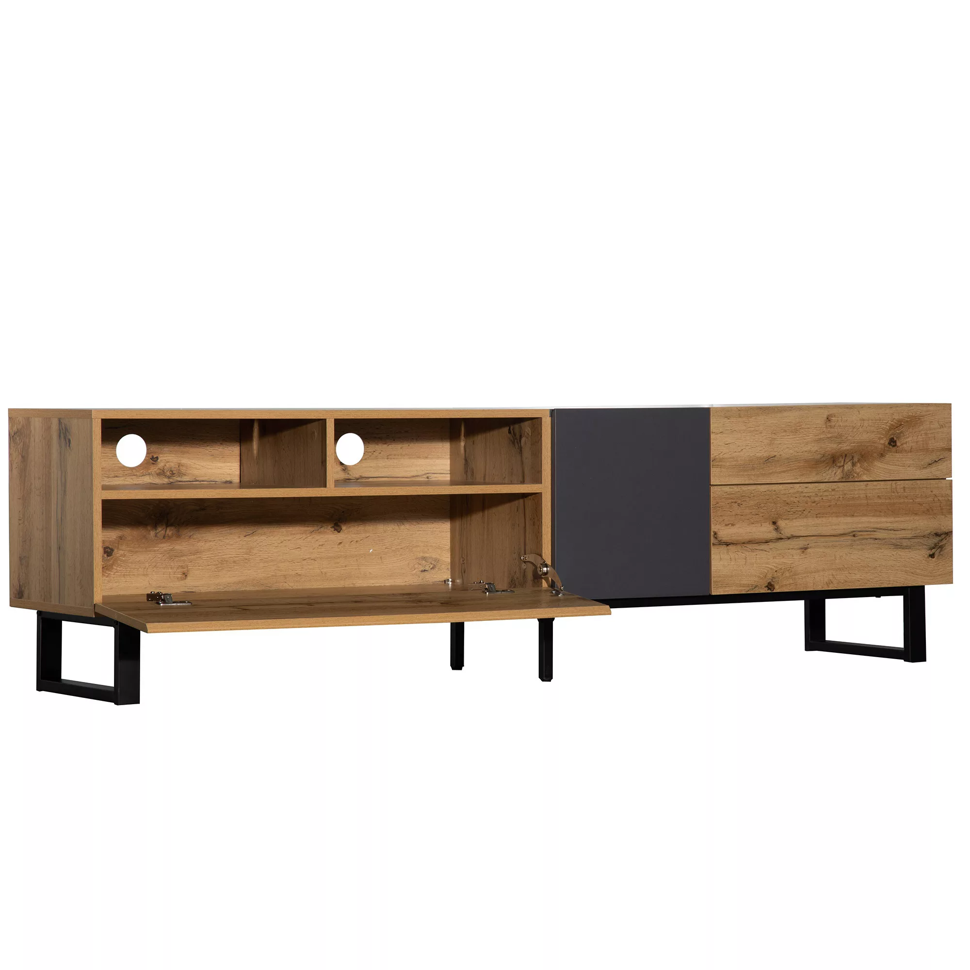 Moderner TV-Schrank mit Hochglanzoberfläche und Colorblocking-Design, Holzf günstig online kaufen