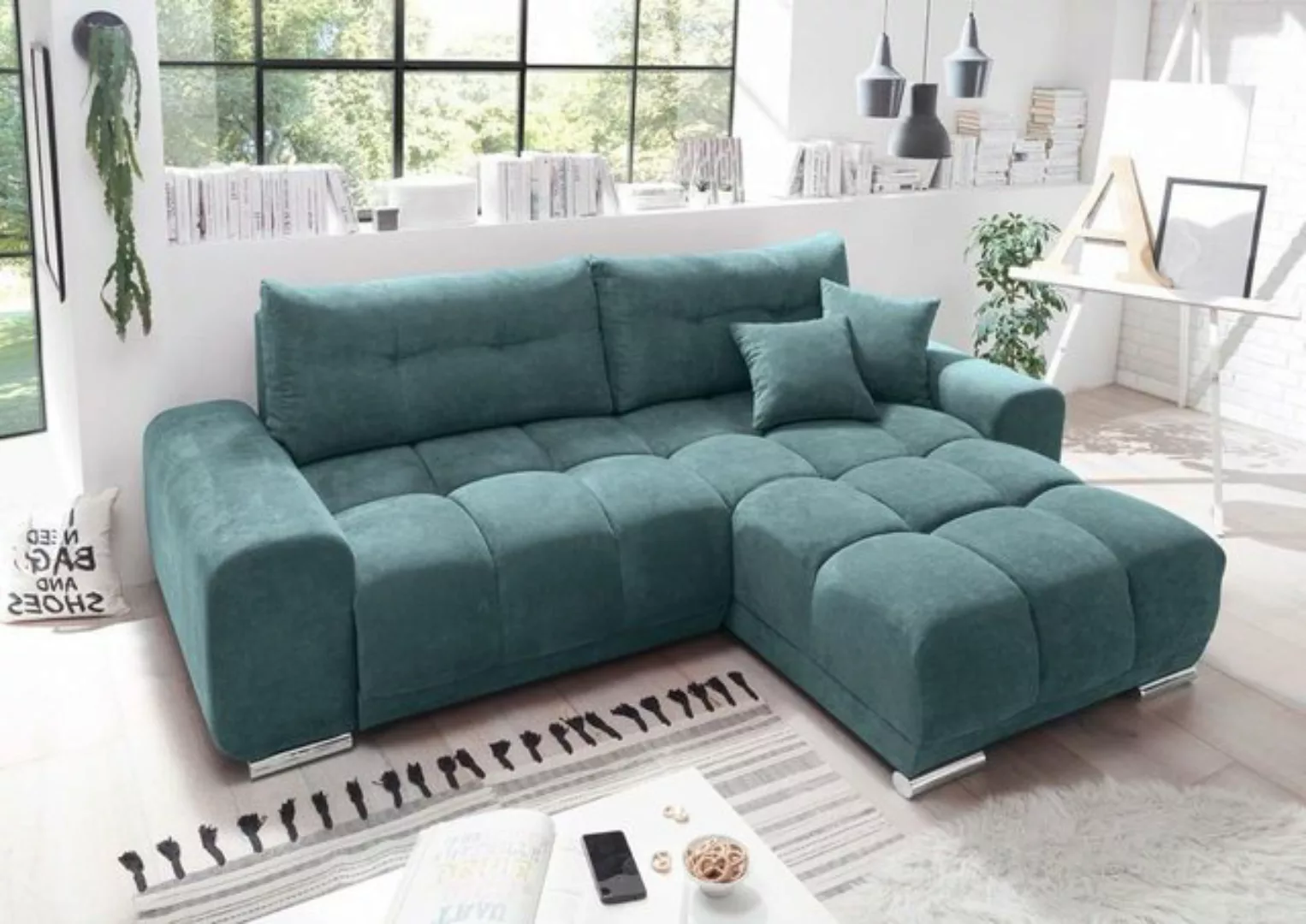 ED EXCITING DESIGN Ecksofa, Paco Ecksofa 264x186 cm Couch Eckcouch Sofa Grü günstig online kaufen