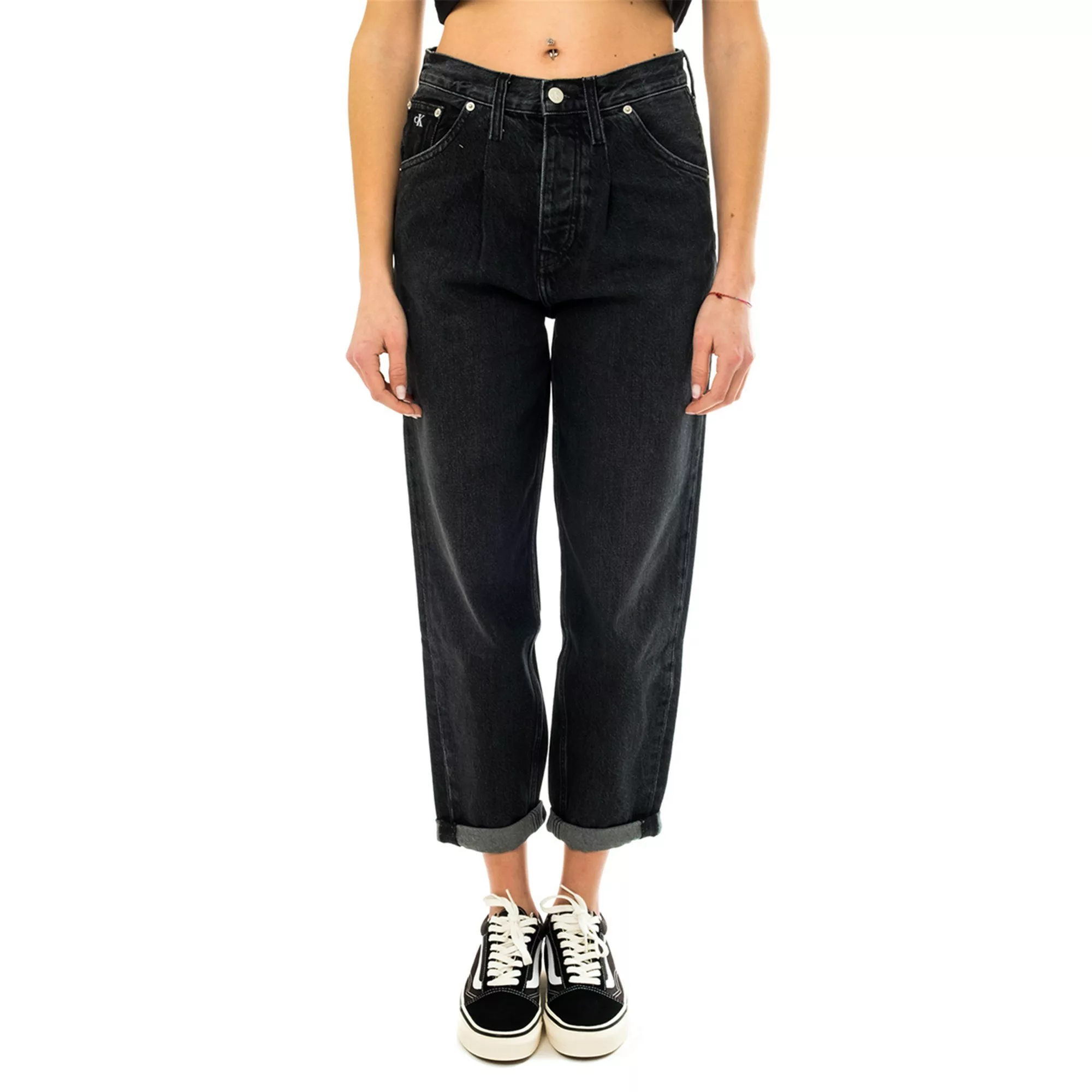 Calvin Klein Jeans – Jeans in geradem Schnitt mit hohem Bund in verwaschene günstig online kaufen
