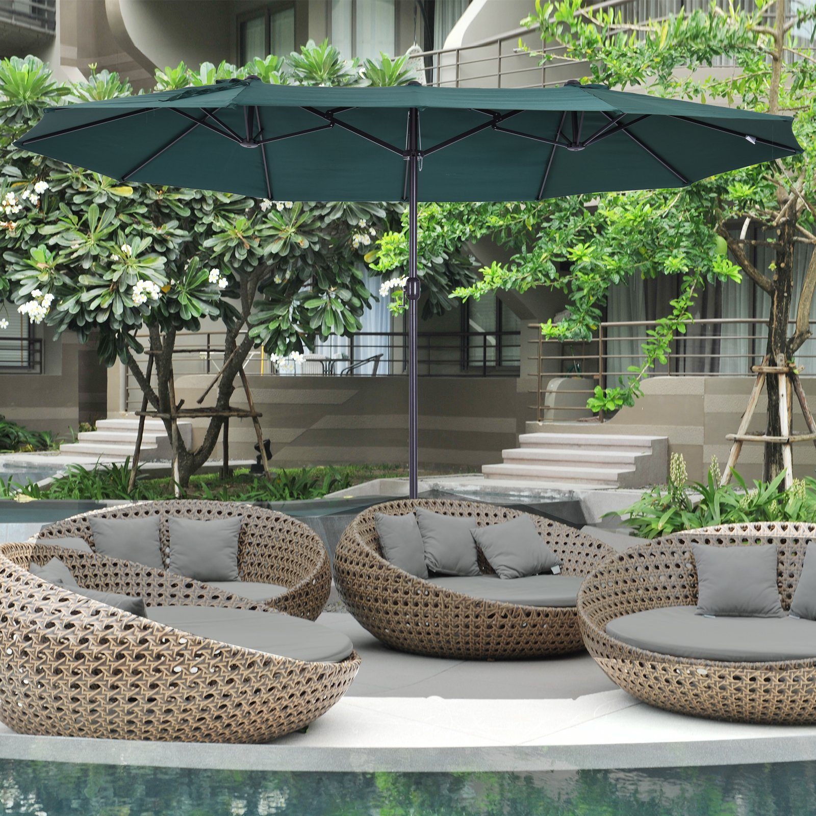 Outsunny Sonnenschirm Terrassenschirm mit Schirmständer Handkurbel, günstig online kaufen