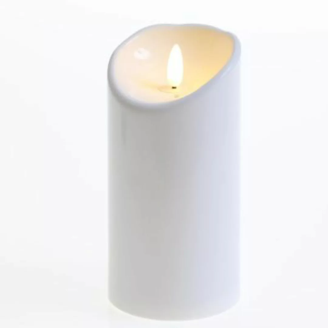 MARELIDA LED Kerze Außen 3D Flamme flackernd D: 7,5cm H: 15cm weiß  Erwachs günstig online kaufen