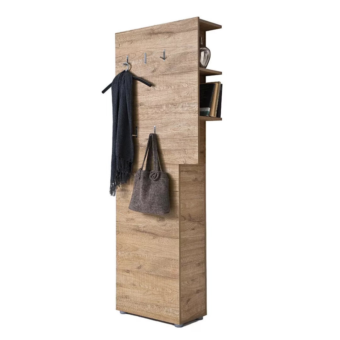 Garderobenpaneel mit 5 ausklappbaren Kleiderhaken in Eiche Natur Nb. VITERB günstig online kaufen