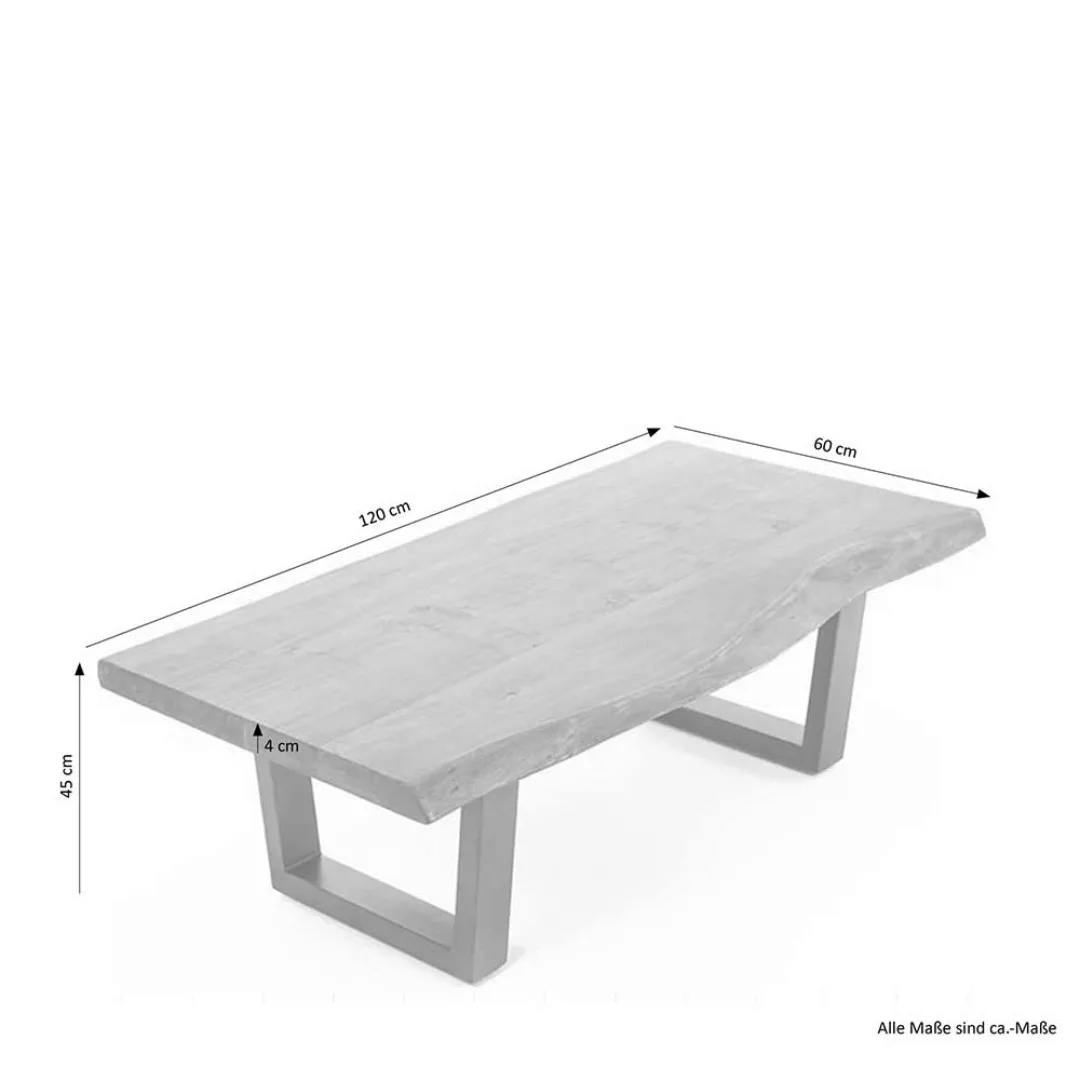 Sofa Tisch mit Baumkante aus Akazie Massivholz & Metall Industry und Loft S günstig online kaufen