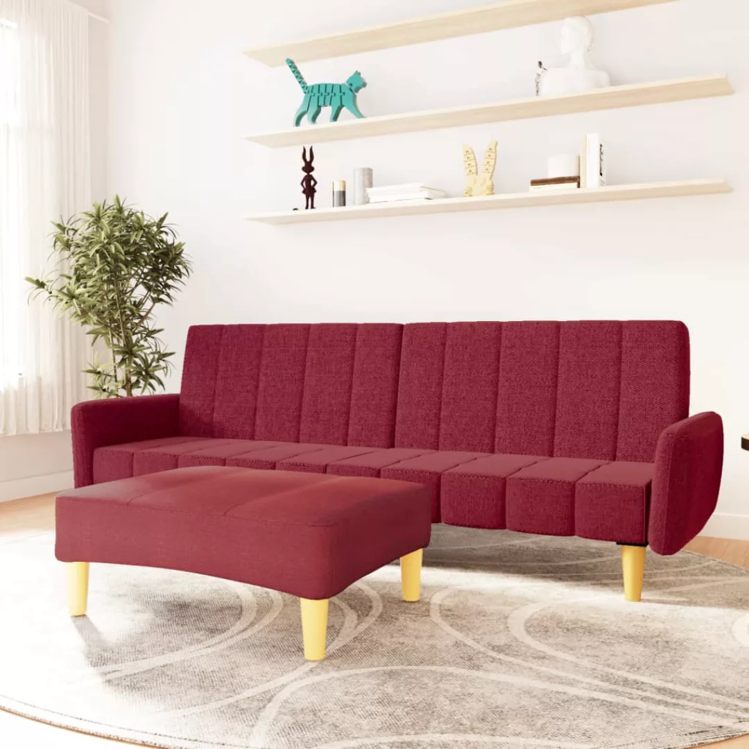 Vidaxl Schlafsofa 2-sitzer Mit Fußhocker Weinrot Stoff günstig online kaufen