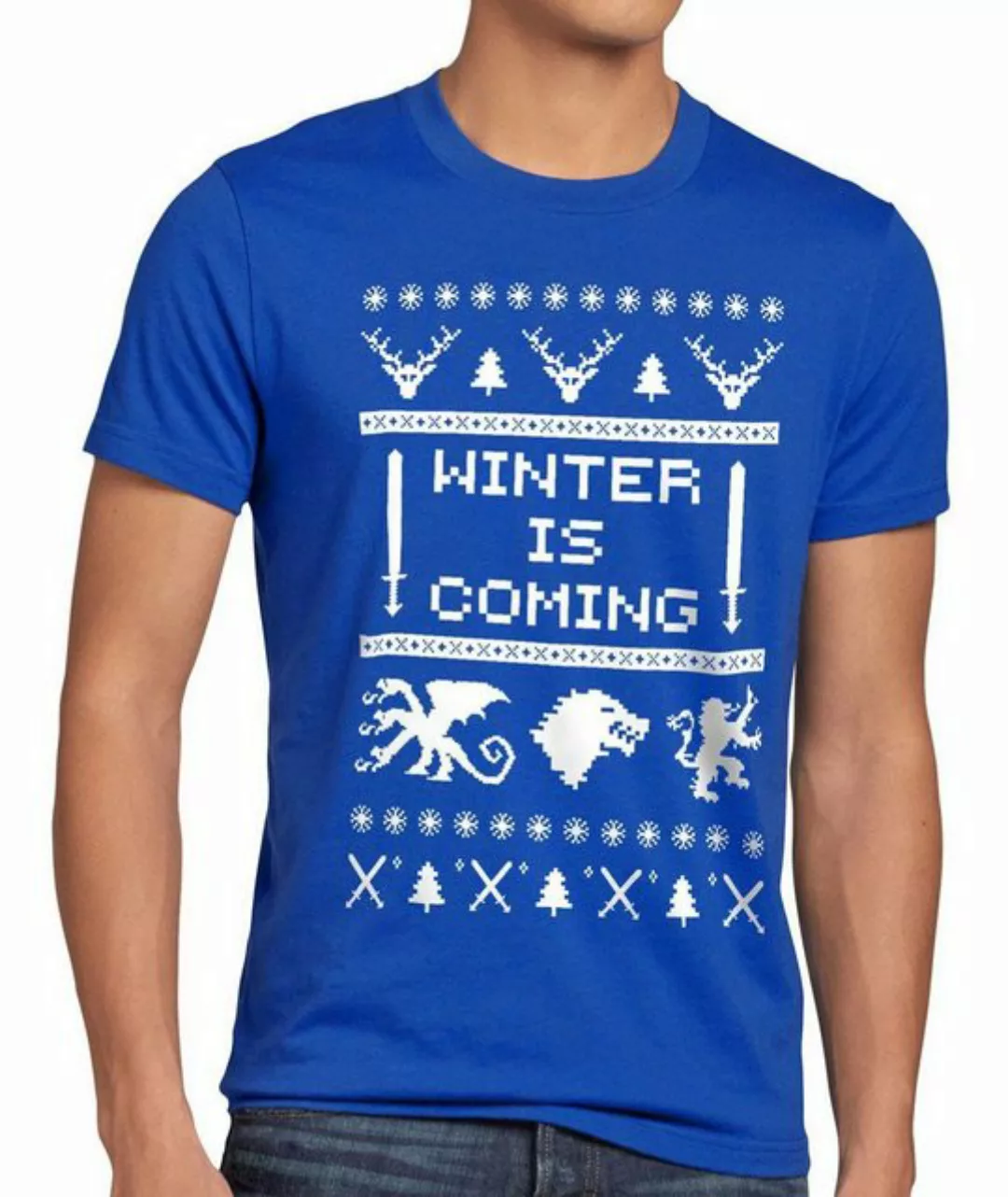 Print-Shirt Herren T-Shirt 8-Bit Winter is coming thrones stark lennister o günstig online kaufen