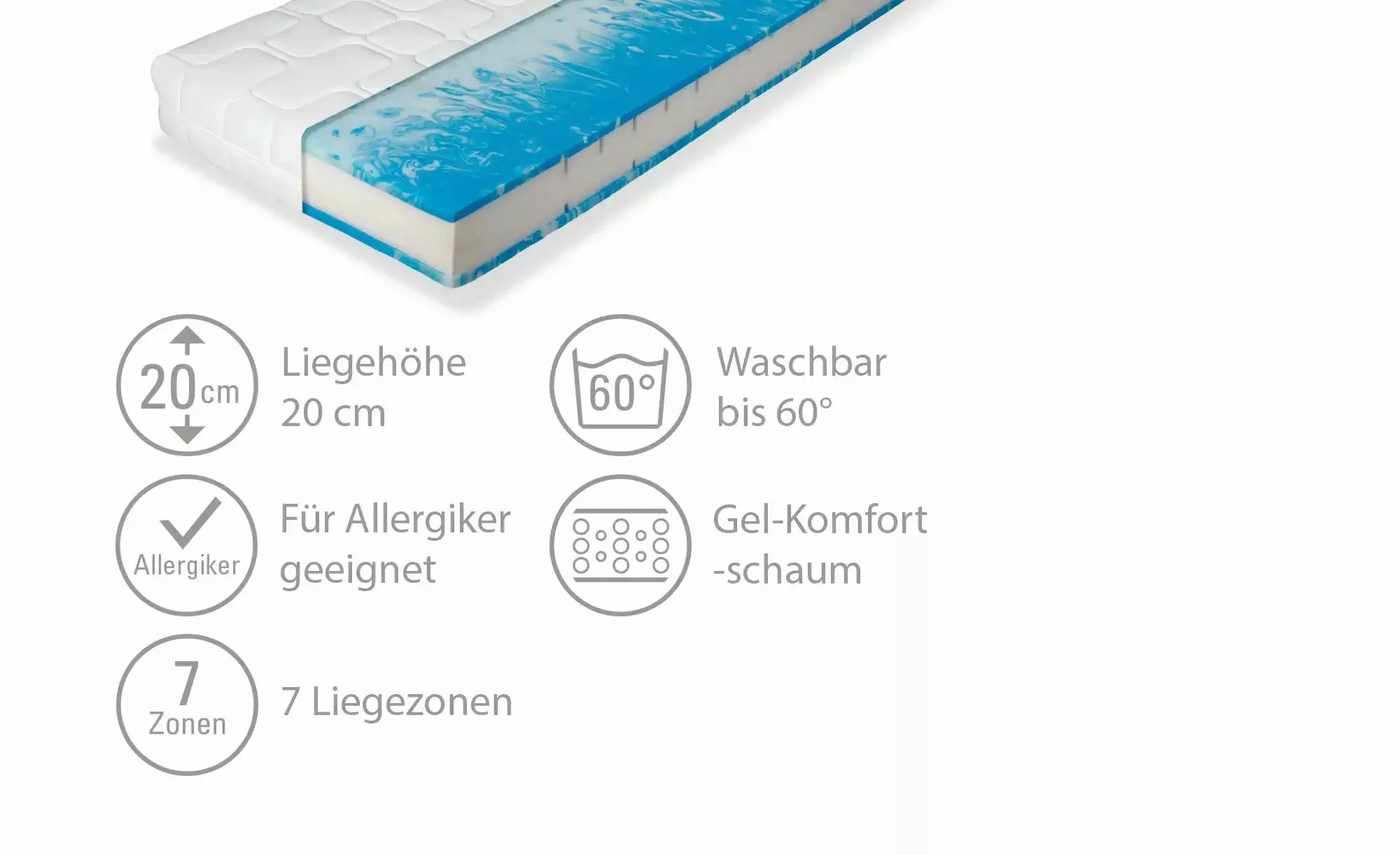 Gel-/Komfortschaum-Matratze  Duo Gel Comfort ¦ weiß ¦ Maße (cm): B: 160 H: günstig online kaufen