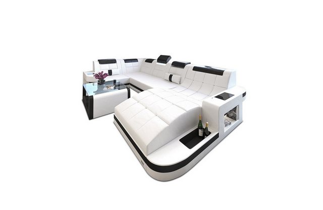 Sofa Dreams Wohnlandschaft Ledersofa Wave Mini U Form, Designersofa günstig online kaufen
