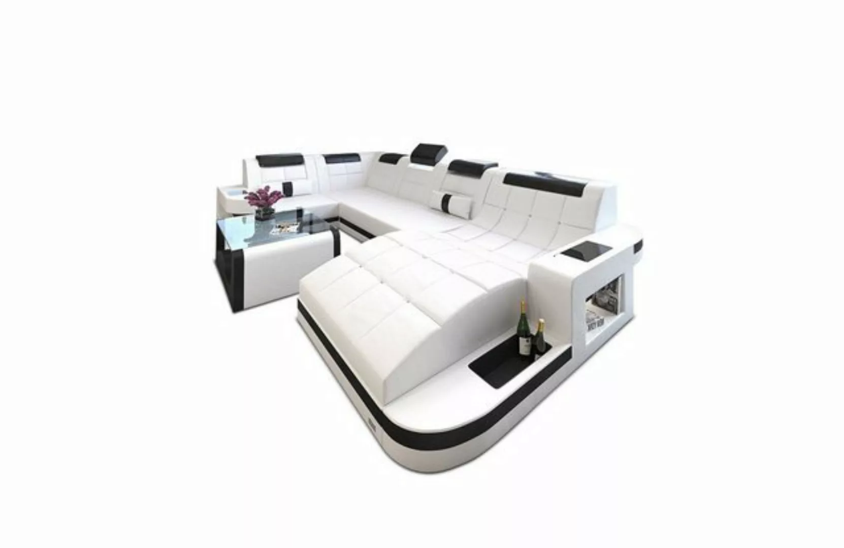 Sofa Dreams Wohnlandschaft Ledersofa Wave Mini U Form, Designersofa günstig online kaufen