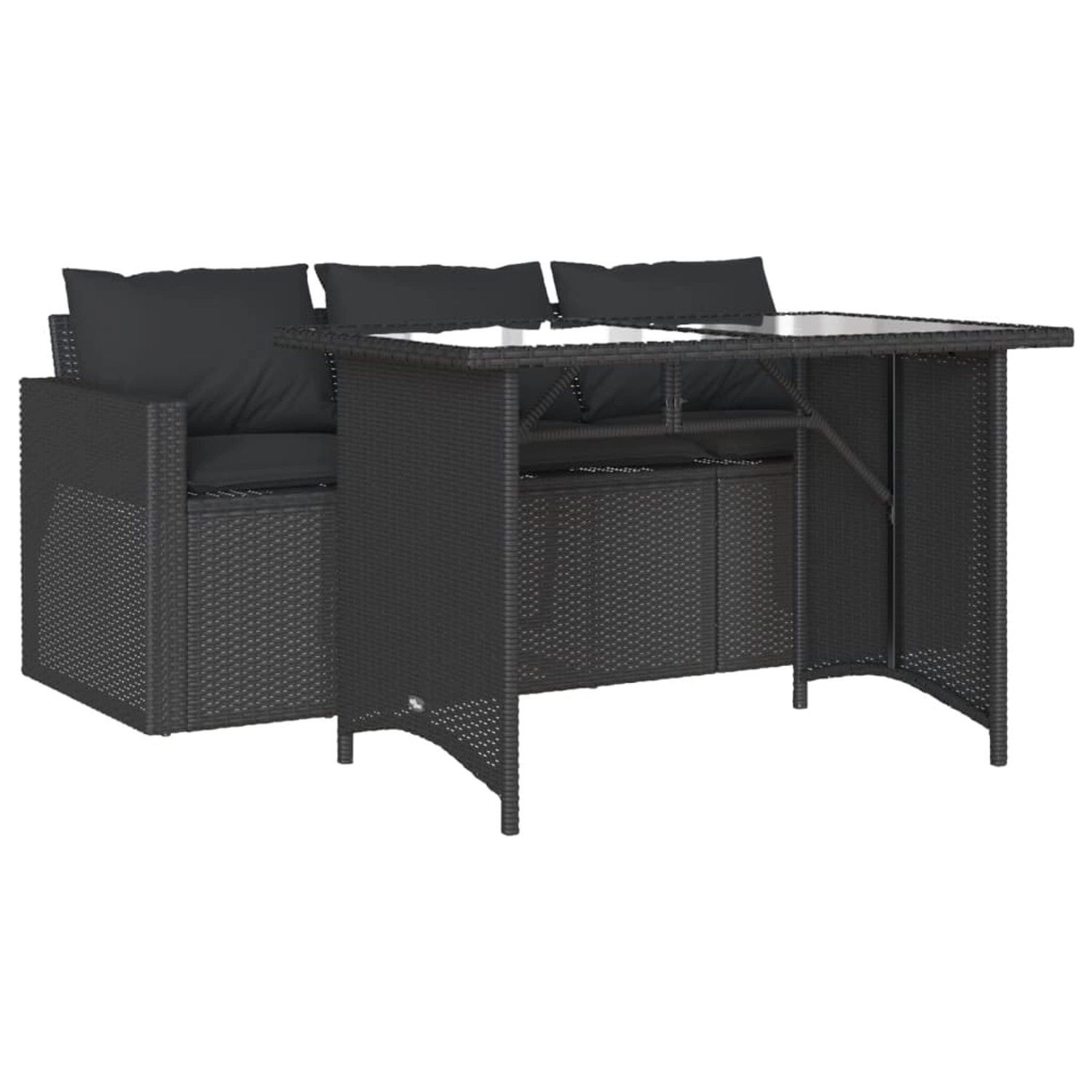 vidaXL 2-Tlg Garten-Essgruppe mit Kissen Schwarz Poly Rattan 366329 günstig online kaufen