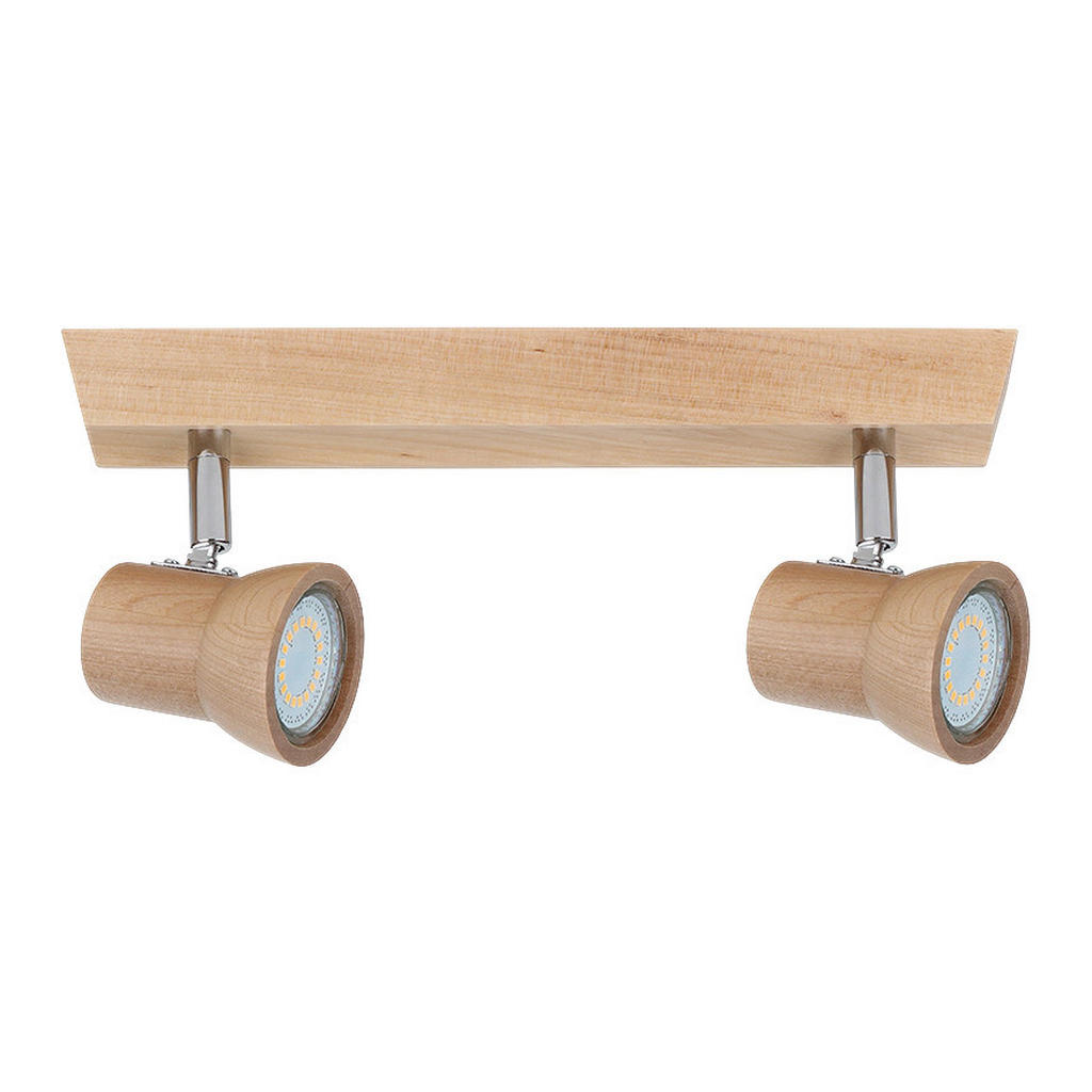 Spot-Light Deckenleuchte 2234260 natur Chrom Holz Metall B/H/T: ca. 29x6x14 günstig online kaufen