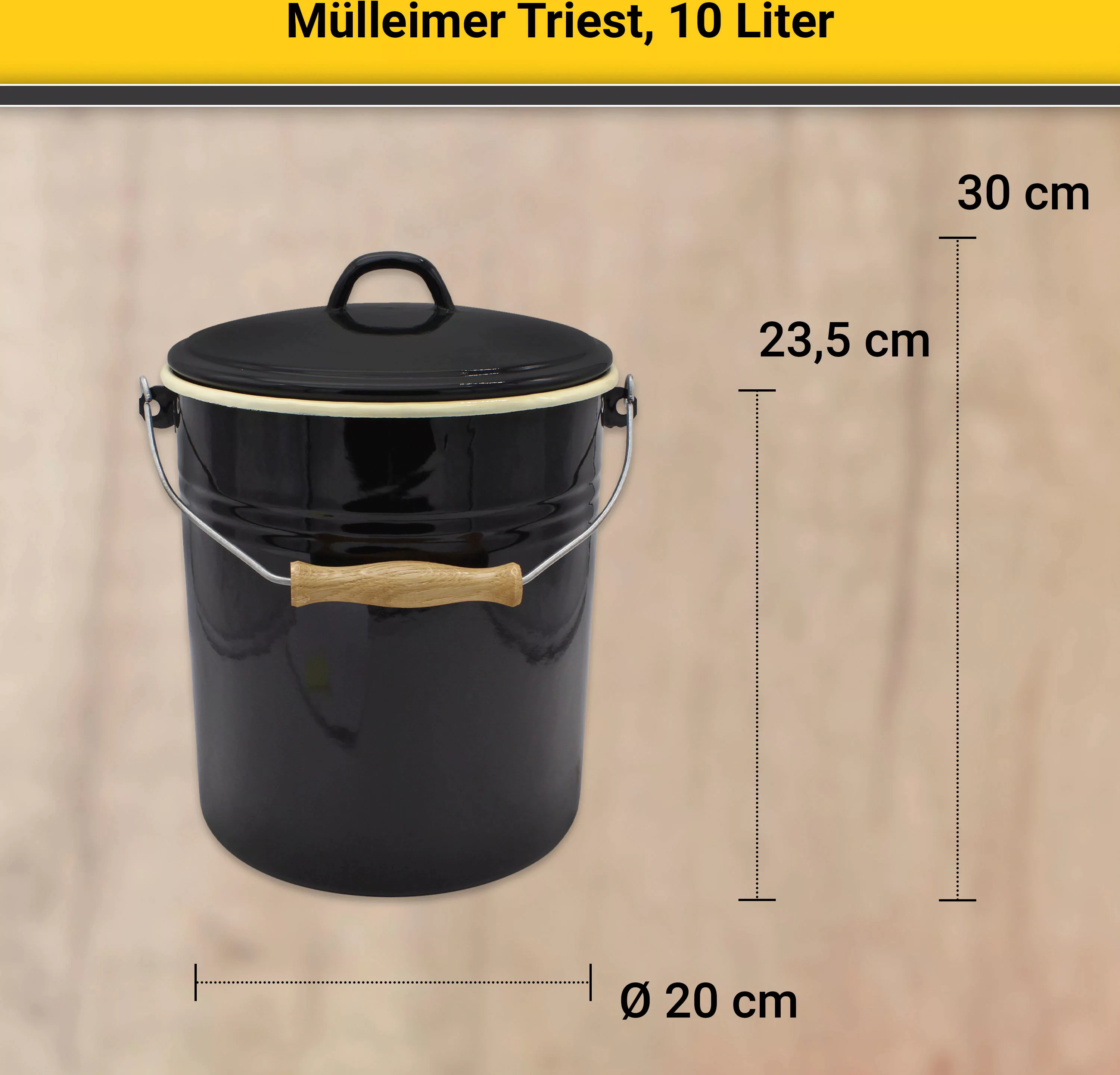 Krüger Mülleimer »Triest«, Stahlemaille, 10 Liter, Made in Europe günstig online kaufen