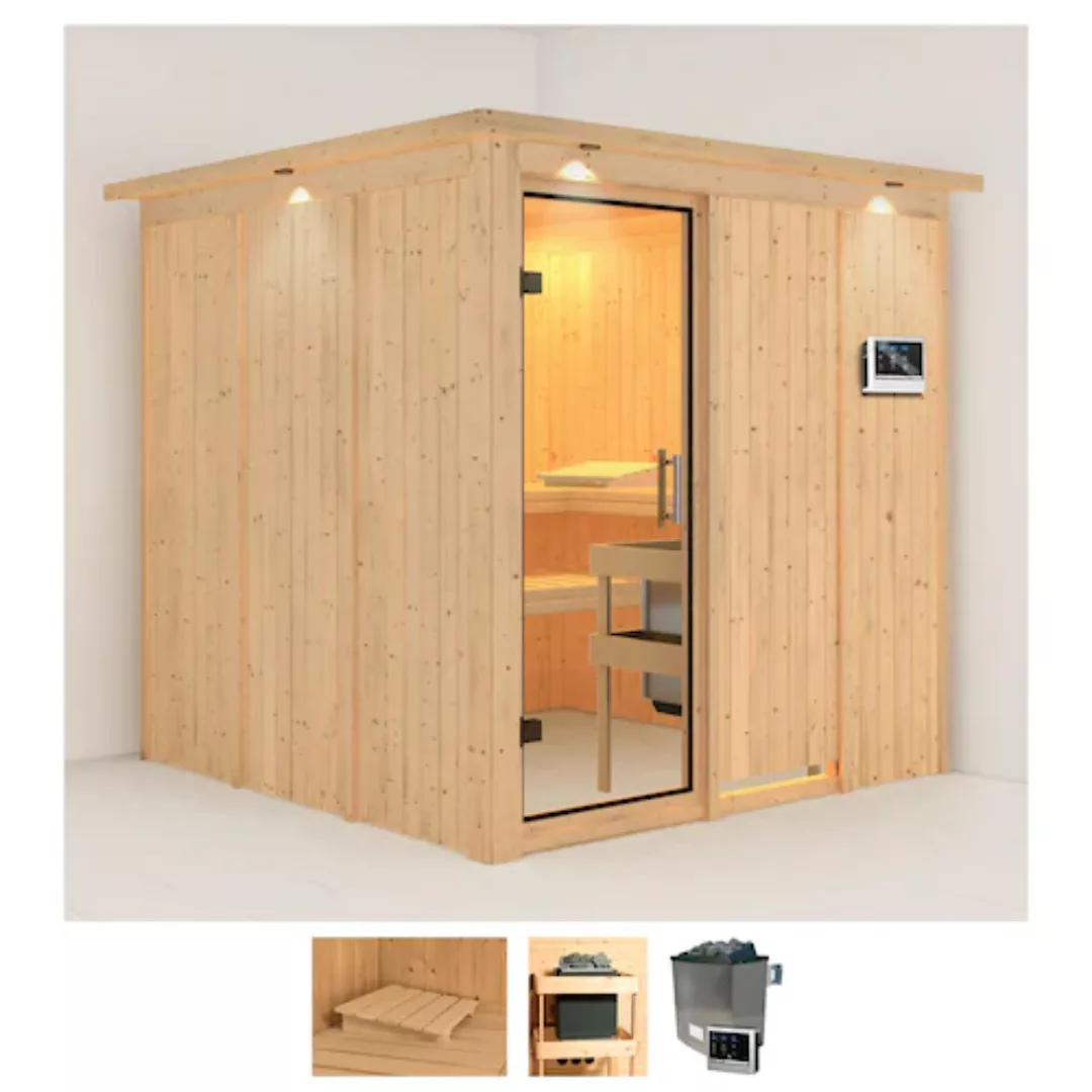 Karibu Sauna »Romina«, (Set), 9-kW-Ofen mit externer Steuerung günstig online kaufen