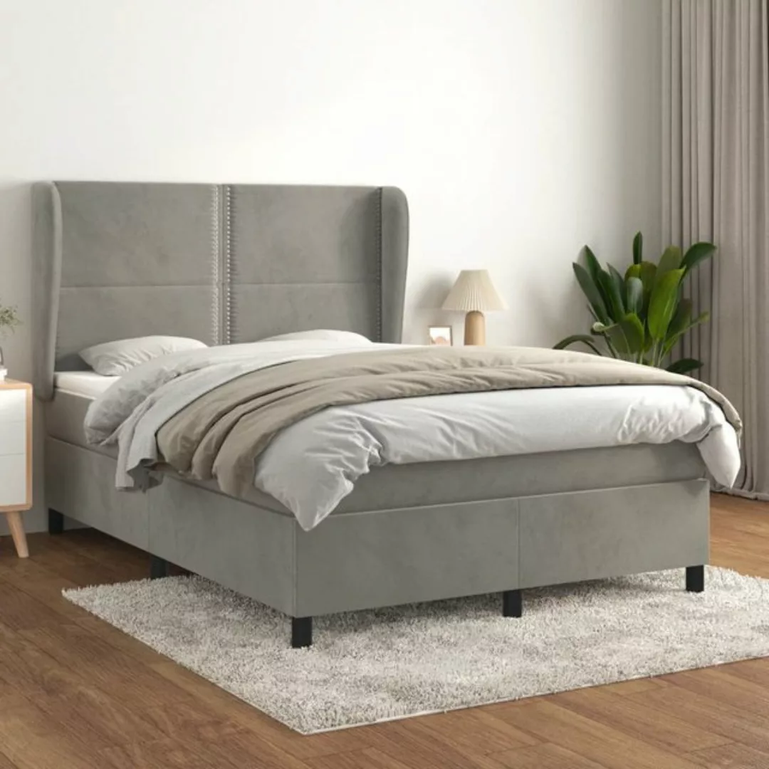 vidaXL Bettgestell Boxspringbett mit Matratze Dunkelgrau 140x190 cm Samt Be günstig online kaufen