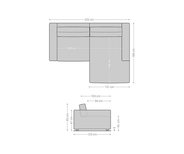 DELIFE Ecksofa Cubico, Cord Beige 250x190 Recamiere rechts Ecksofa günstig online kaufen