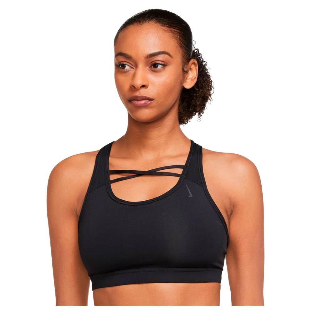 Nike Yoga Dri Fit Swoosh Strappy Bh XS Black / Dk Smoke Grey günstig online kaufen