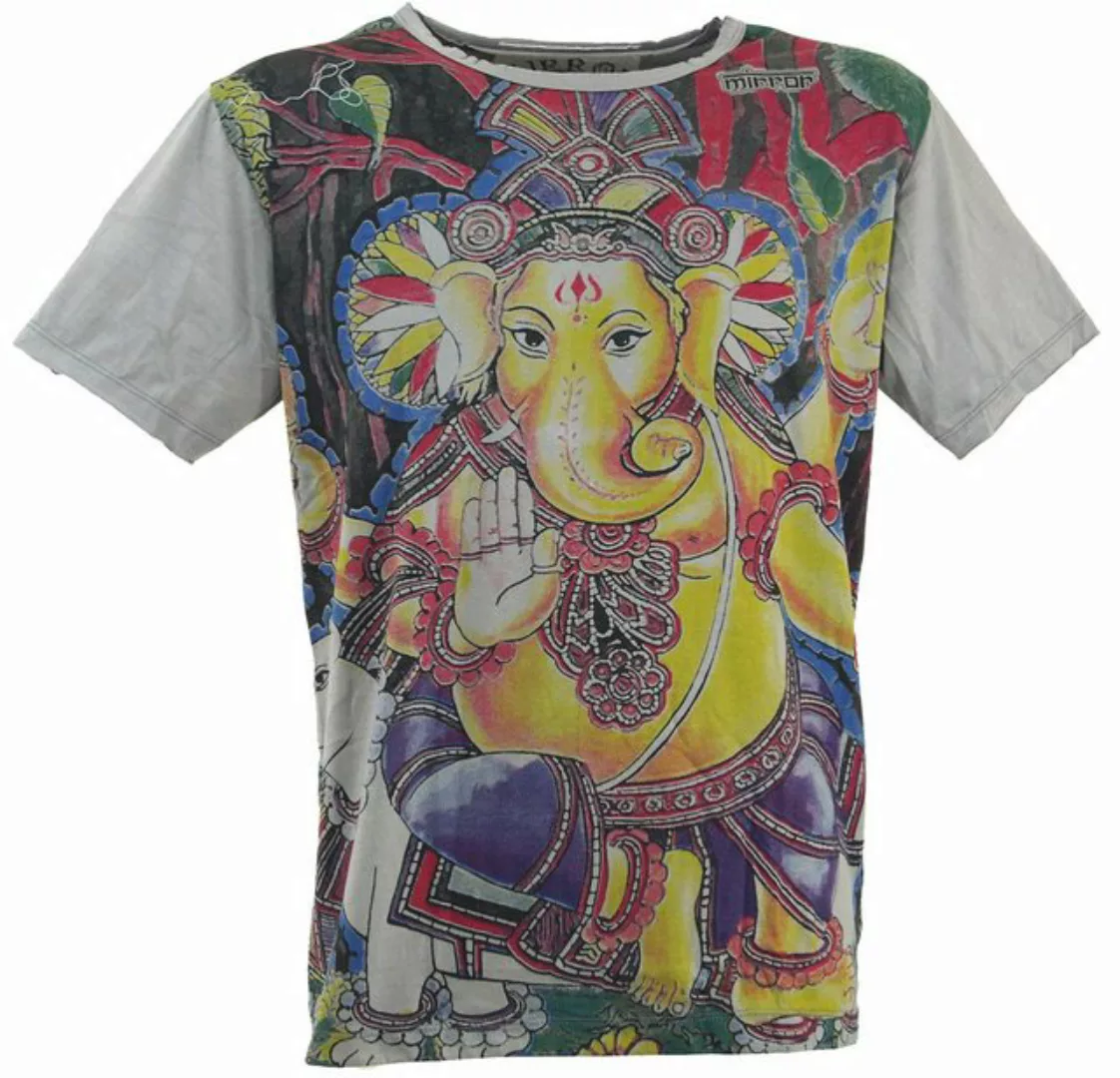 Guru-Shop T-Shirt Mirror T-Shirt - Ganesh grau Goa Style, Festival, alterna günstig online kaufen