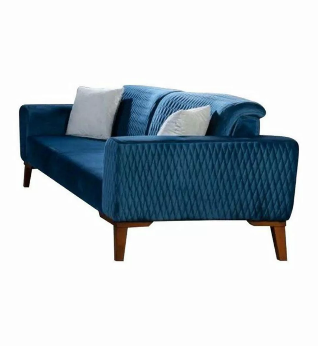 JVmoebel Sofa Blauer Moderner Dreisitzer Luxus Couch Stilvolles Sofa Sitzmö günstig online kaufen