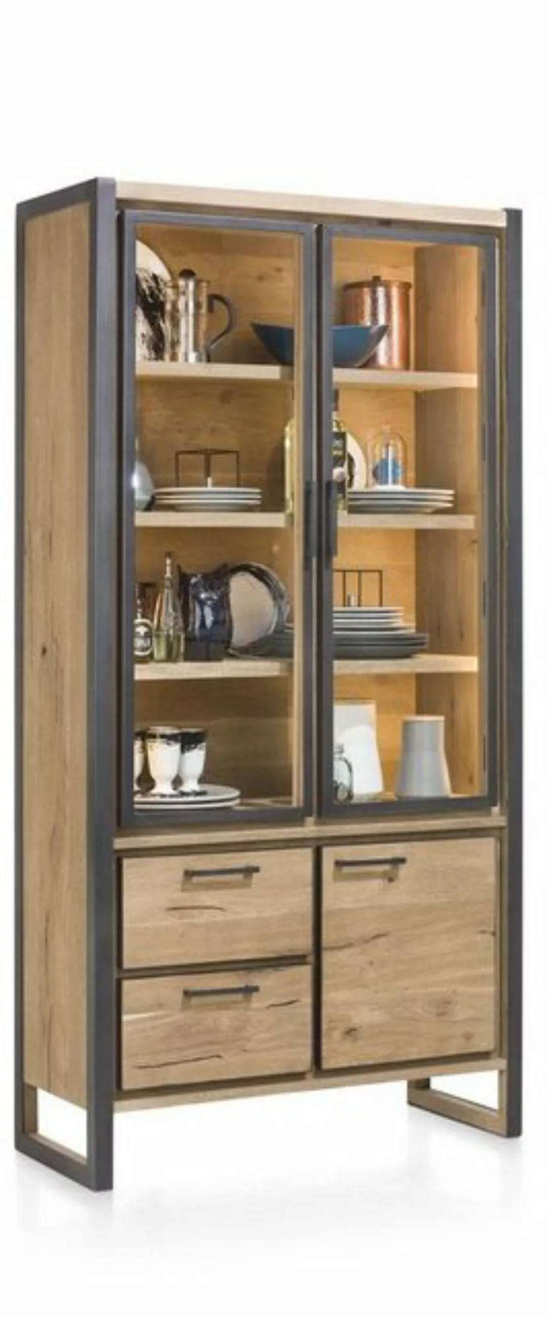 Henders & Hazel Standvitrine Vitrine Metalo Eiche Railway brown furniert günstig online kaufen