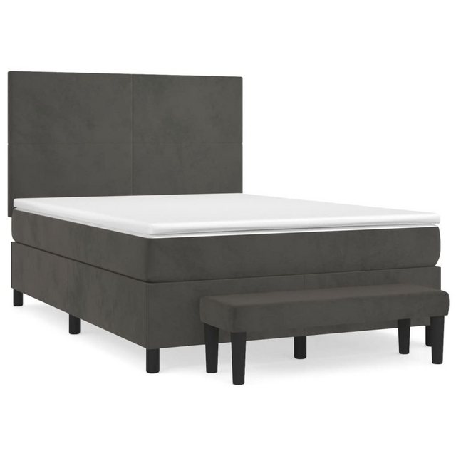 vidaXL Bettgestell Boxspringbett mit Matratze Dunkelgrau 140x200 cm Samt Be günstig online kaufen