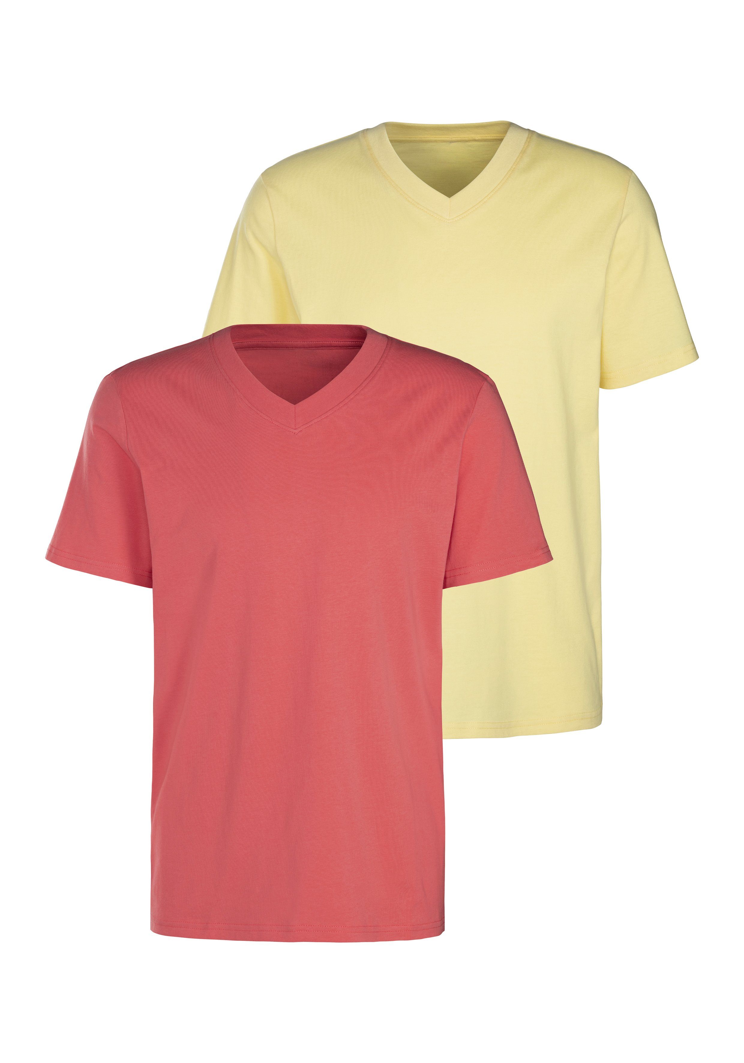 KangaROOS T-Shirt "Regular Fit,", (2er-Pack), Freizeitshirt mit Kurzarm, V- günstig online kaufen
